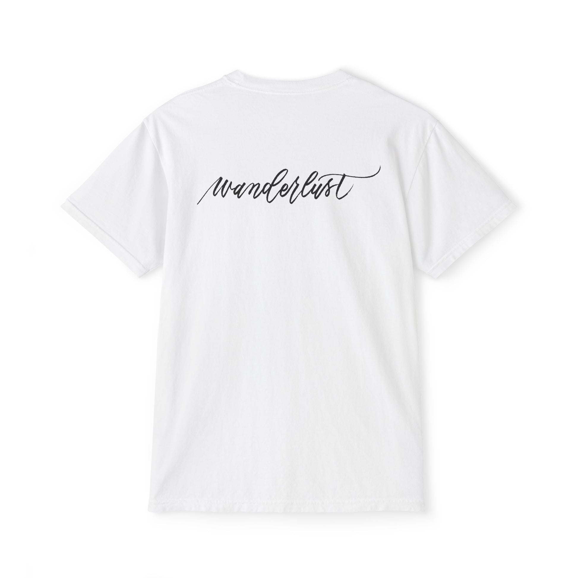 100% cotton Wanderlust t-shirt in white.