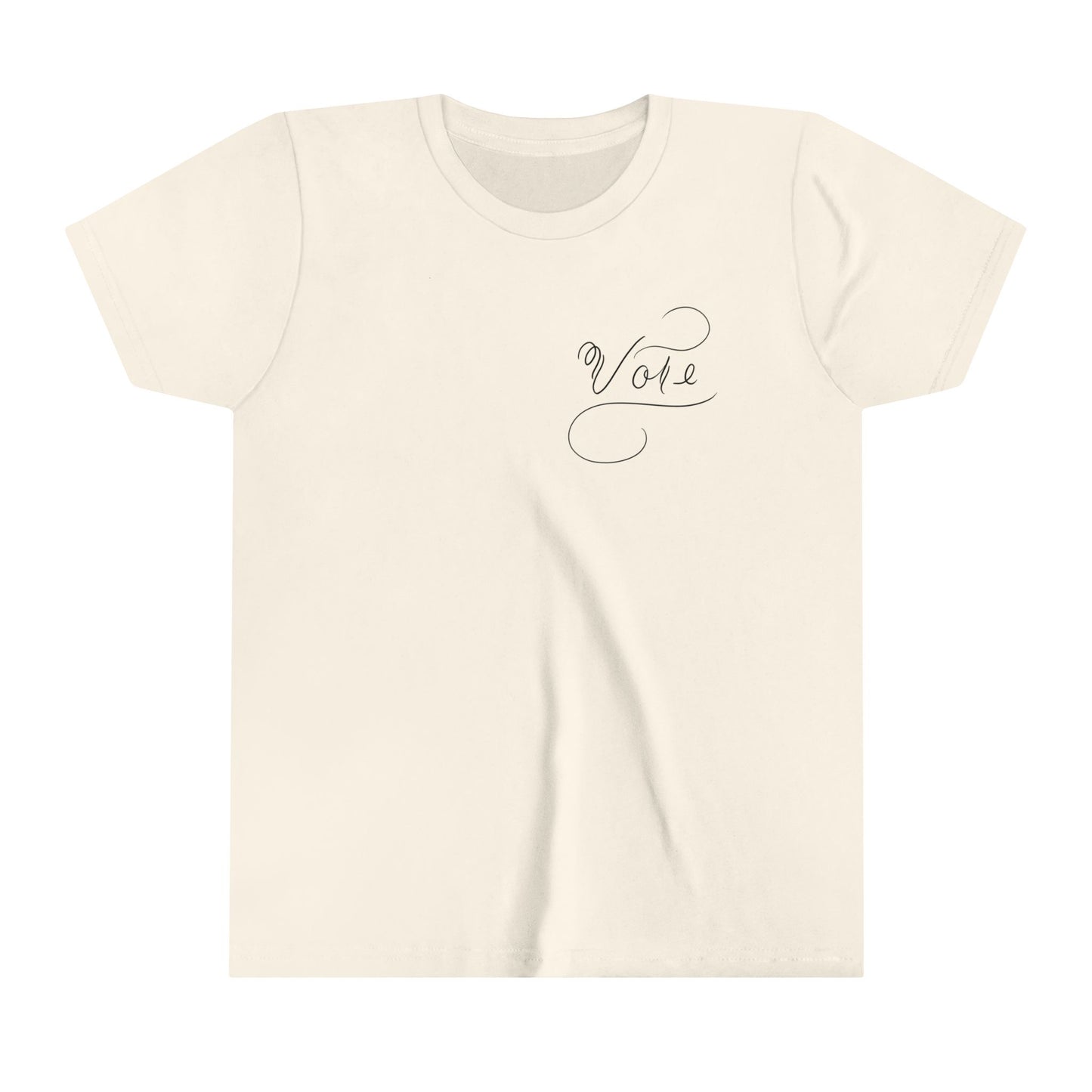 Unique "Vote" T-shirt for KIDS - Black Script Calligraphy Printed Youth Short Sleeve Tee