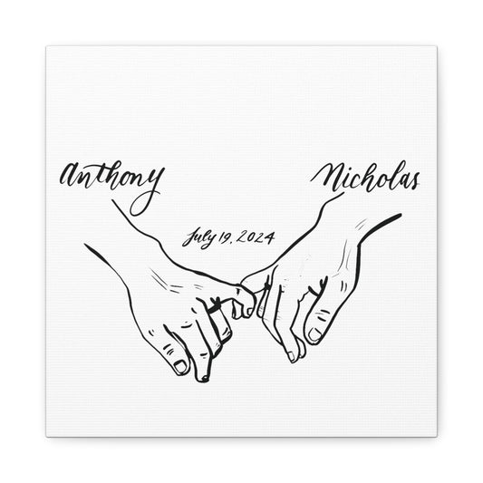 CUSTOM1 - Anthony & Nicholas - Black Sketch on White Canvas - Wedding Gift - Matte Canvas, Stretched, 1.25" - CUSTOM