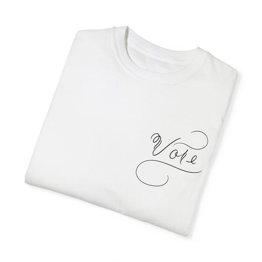 Unique "Vote" T-Shirt - Black Script Printed Calligraphy Unisex Shirt