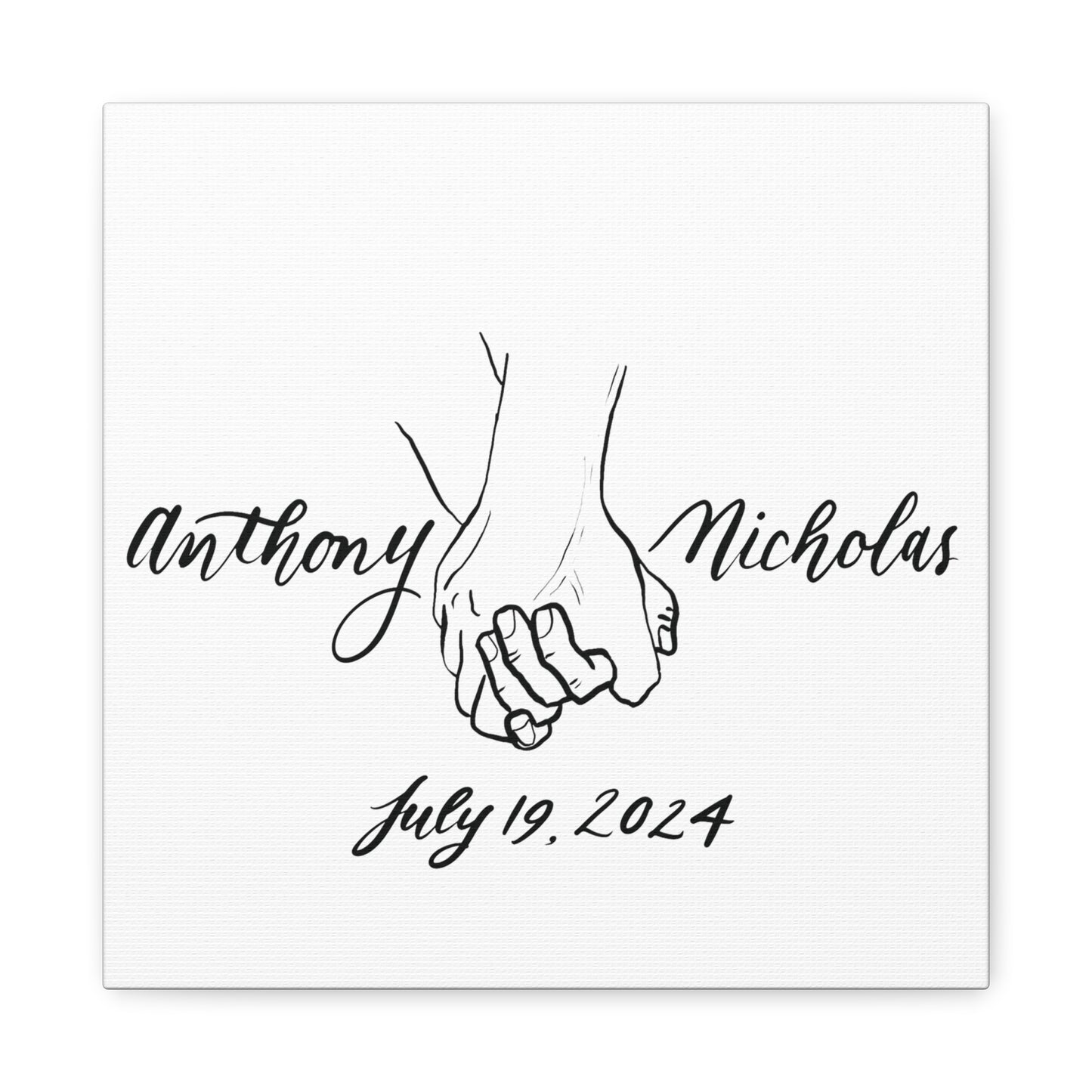 CUSTOM2 - Anthony & Nicholas - Black Sketch on White Canvas - Wedding Gift - Matte Canvas, Stretched, 1.25" - CUSTOM