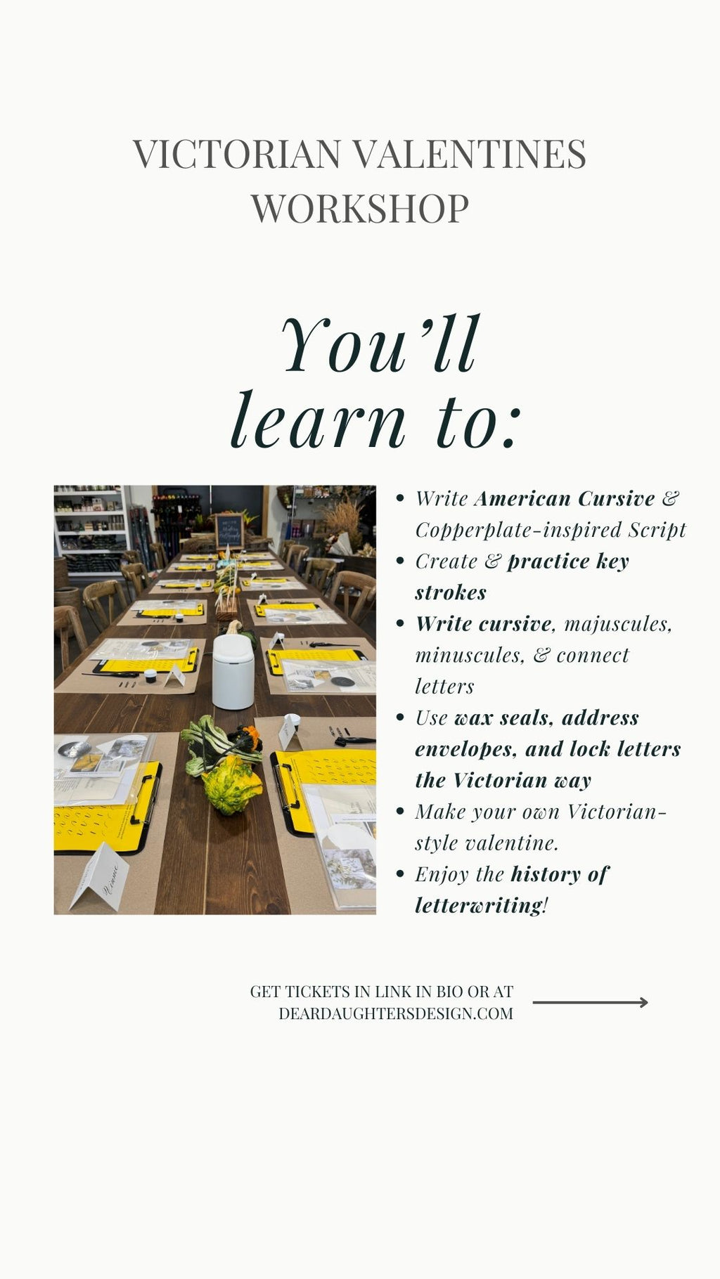 South Street Gardens - Saturday, February 21, 2026, 10-11:30am, Morristown, NJ - Victorian Letter Writing Workshop