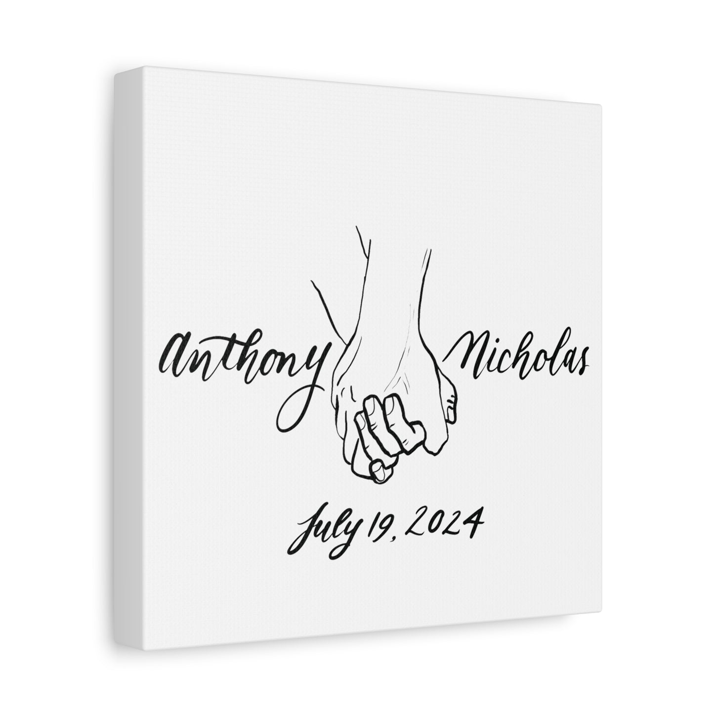 CUSTOM2 - Anthony & Nicholas - Black Sketch on White Canvas - Wedding Gift - Matte Canvas, Stretched, 1.25" - CUSTOM