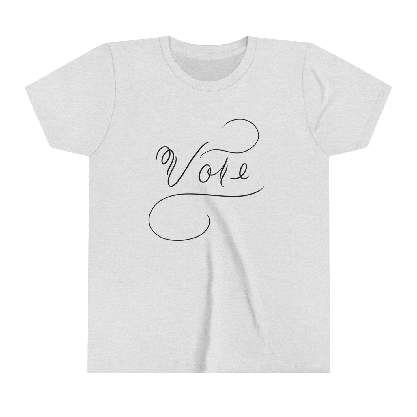 Unique "Vote" T-Shirt for KIDS - Black Script Calligraphy Printed Youth Short Sleeve Tee