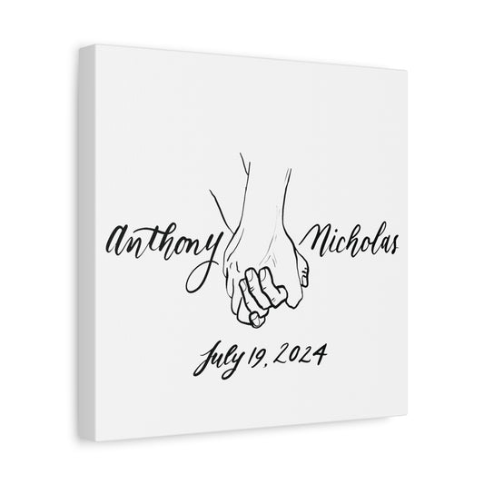 CUSTOM2 - Anthony & Nicholas - Black Sketch on White Canvas - Wedding Gift - Matte Canvas, Stretched, 1.25" - CUSTOM