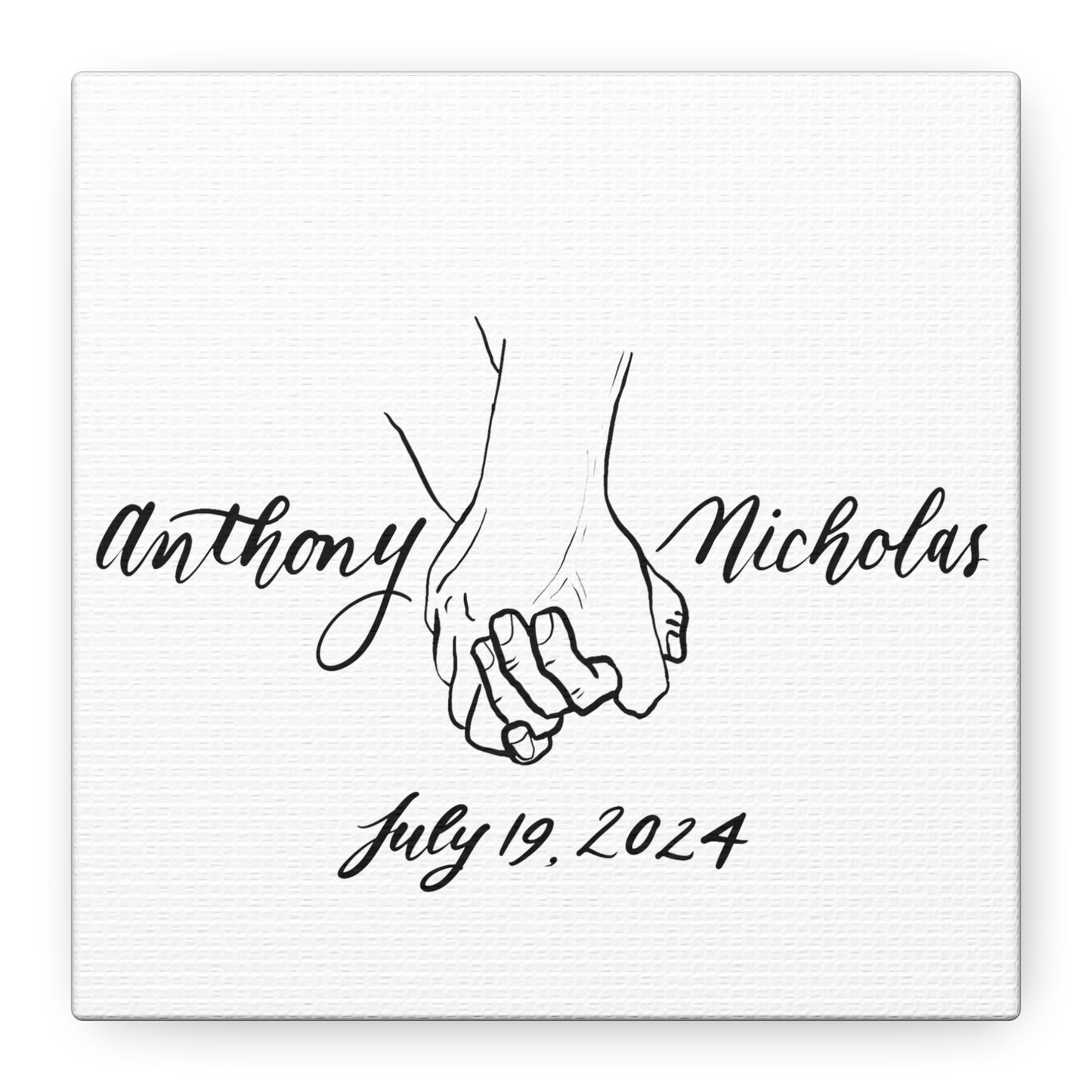 CUSTOM2 - Anthony & Nicholas - Black Sketch on White Canvas - Wedding Gift - Matte Canvas, Stretched, 1.25" - CUSTOM