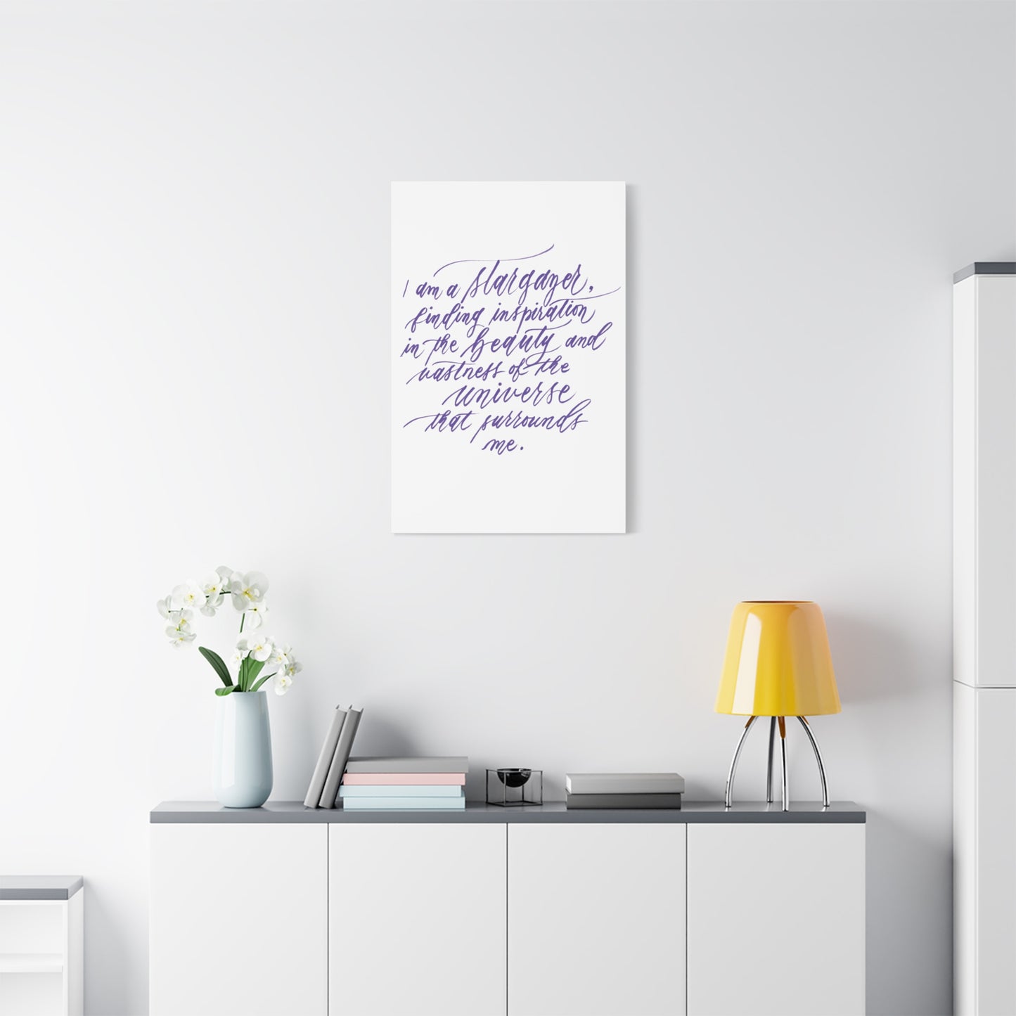 Wall Decor Canvas - "I am a stargazer..." Handwritten Calligraphy Printed on Matte Canvas, Stretched, 1.25" Depth - I am Empowered #05