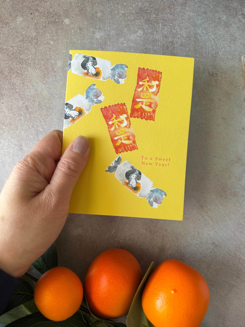 White Rabbit Candy & Lucky Candy Happy Lunar New Year Greeting Card - Dear Daughters Design