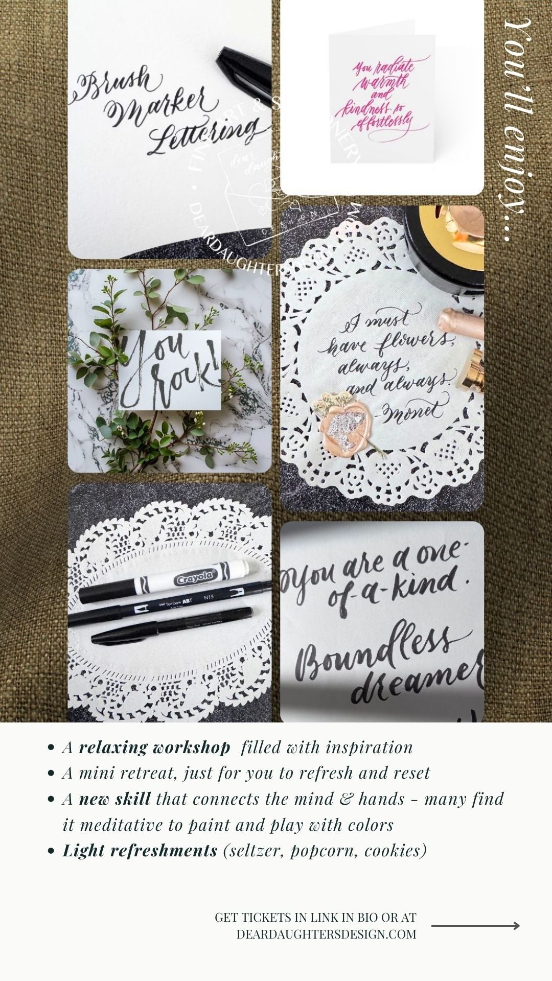 South Street Gardens - Saturday, February 7, 2026, 10-11:30am, Morristown, NJ - Learn Brush Lettering Calligraphy Workshop