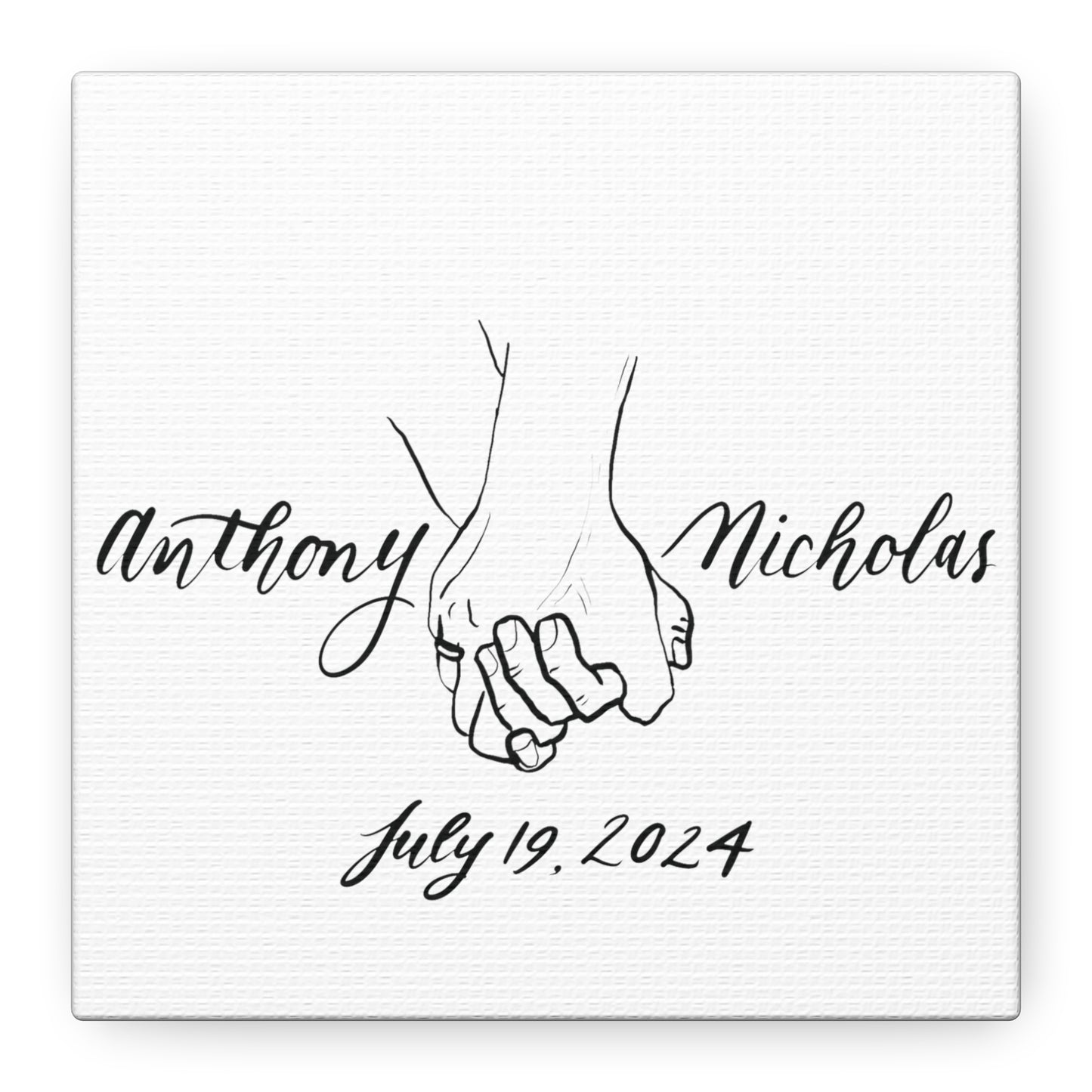 CUSTOM3 w Rings - Anthony & Nicholas - Black Sketch on White Canvas - Wedding Gift - Matte Canvas, Stretched, 1.25" - CUSTOM