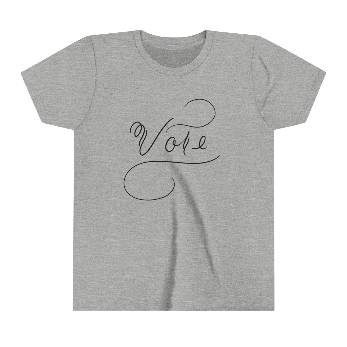 Unique "Vote" T-Shirt for KIDS - Black Script Calligraphy Printed Youth Short Sleeve Tee