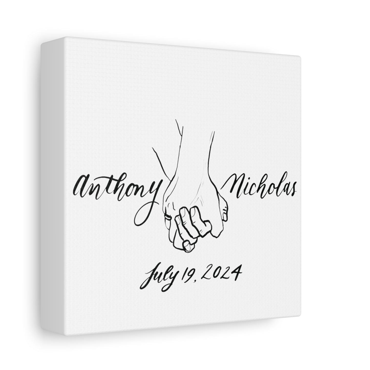 CUSTOM3 w Rings - Anthony & Nicholas - Black Sketch on White Canvas - Wedding Gift - Matte Canvas, Stretched, 1.25" - CUSTOM