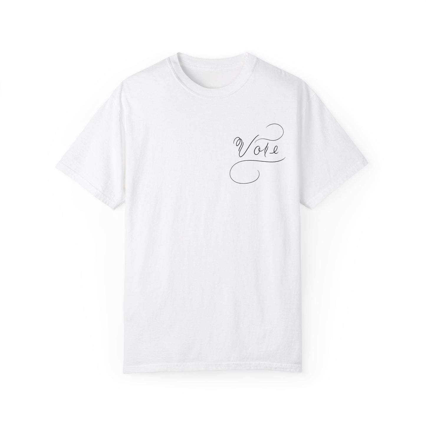 Unique "Vote" T-Shirt - Black Script Printed Calligraphy Unisex Shirt