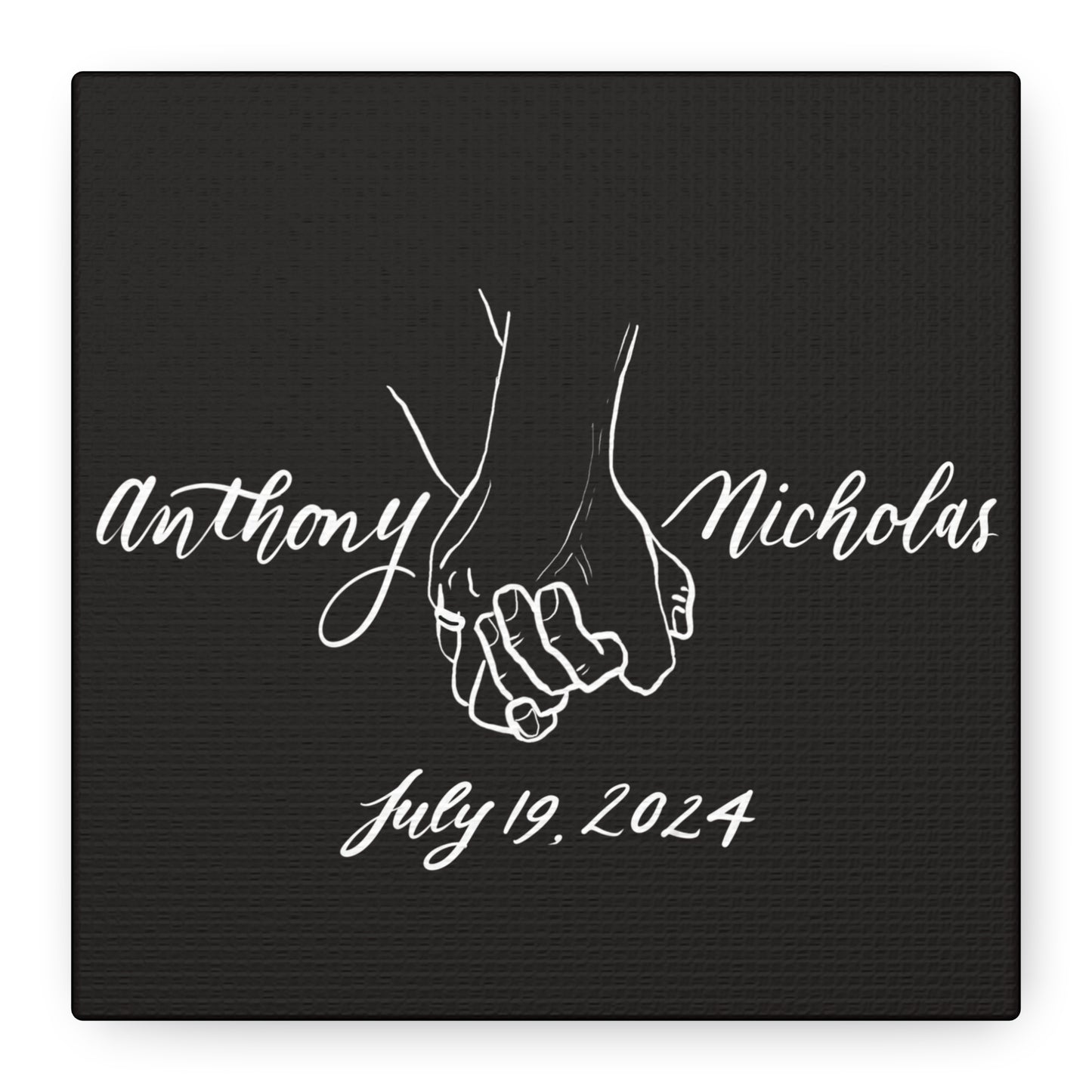 CUSTOM3 w Ring - Anthony & Nicholas - White Sketch on Black Canvas - Wedding Gift - Matte Canvas, Stretched, 1.25" - CUSTOM