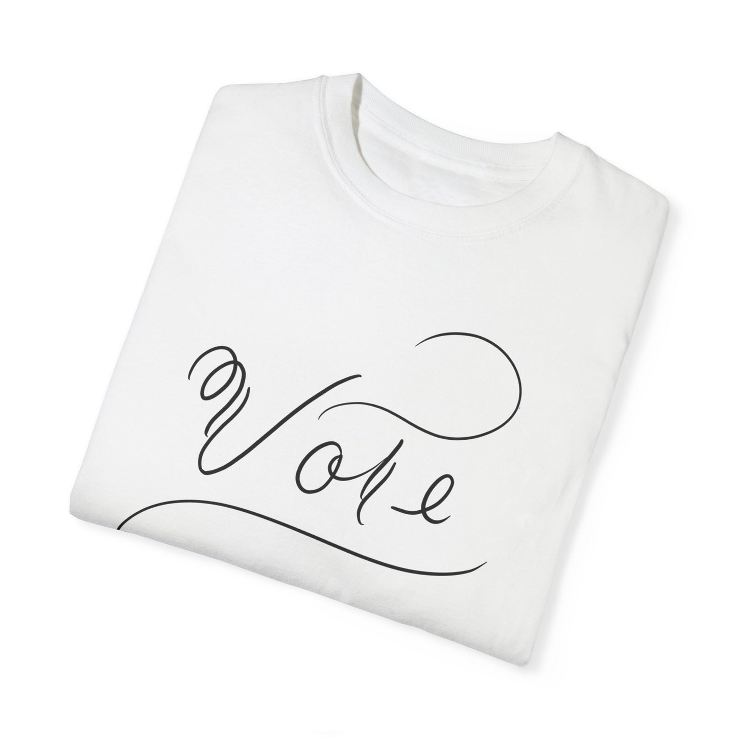 Unique "Vote" T-Shirt - Black Script Printed Calligraphy Unisex Shirt