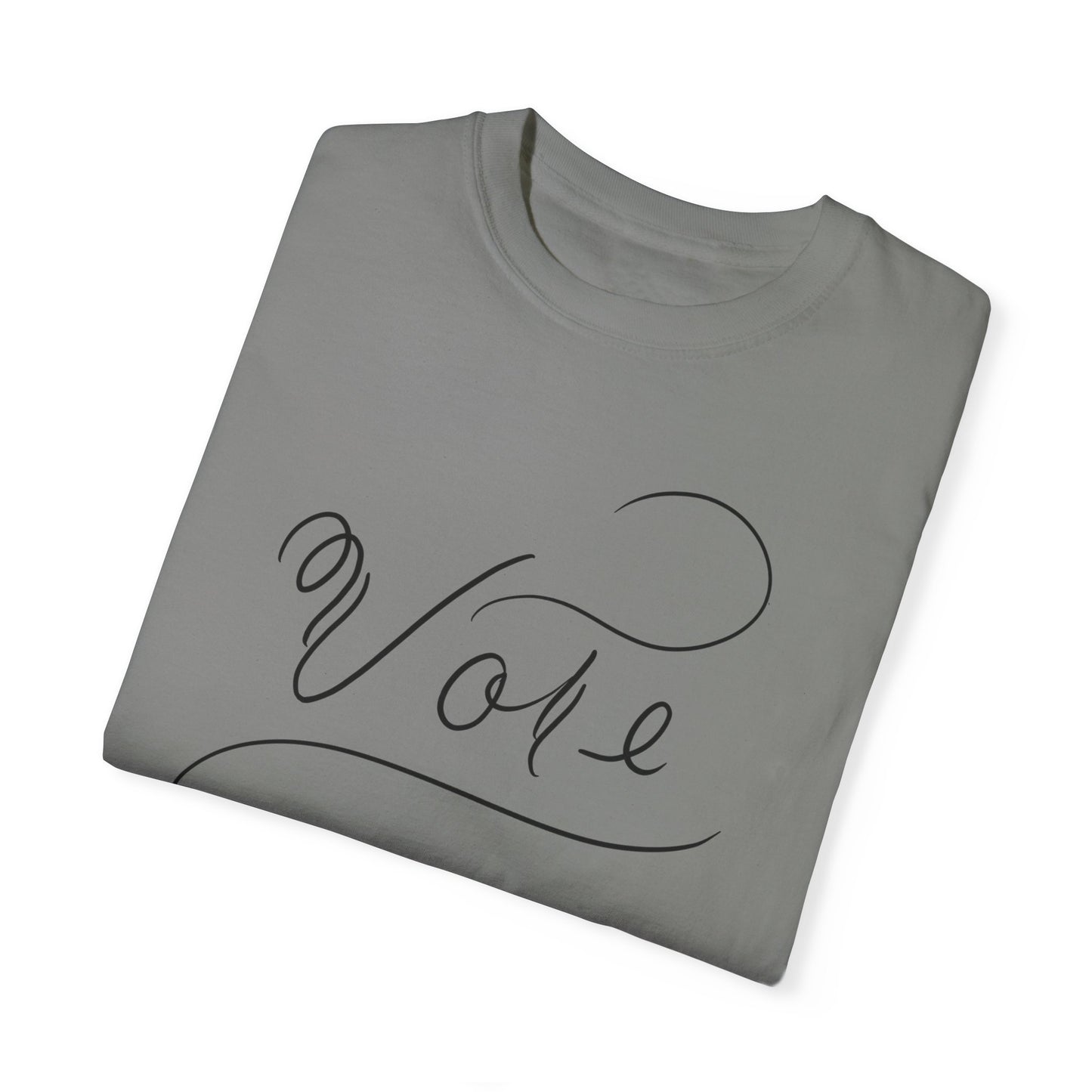 Unique "Vote" T-Shirt - Black Script Printed Calligraphy Unisex Shirt