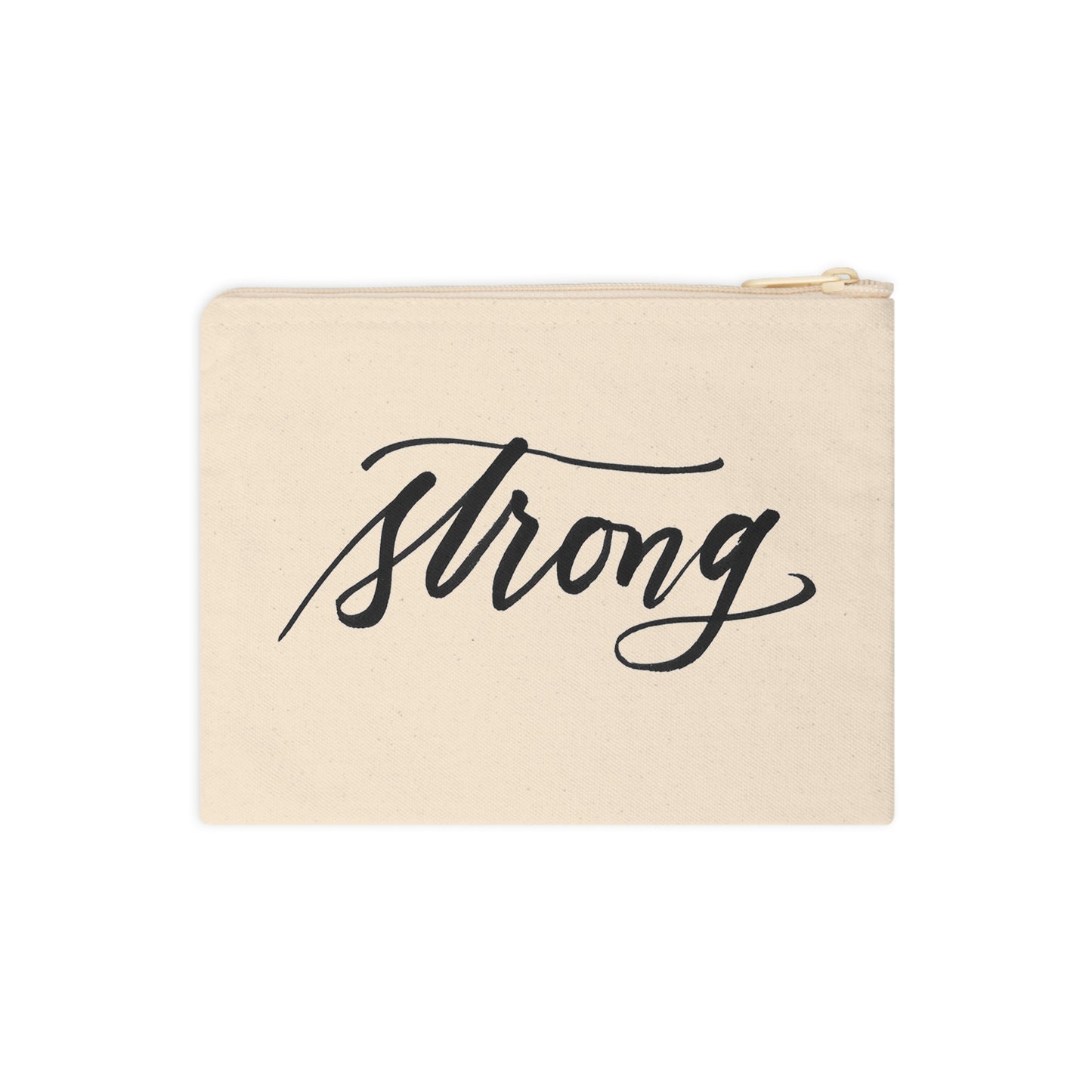 "Strong" Script Calligraphy Accessory Zipper Pouch