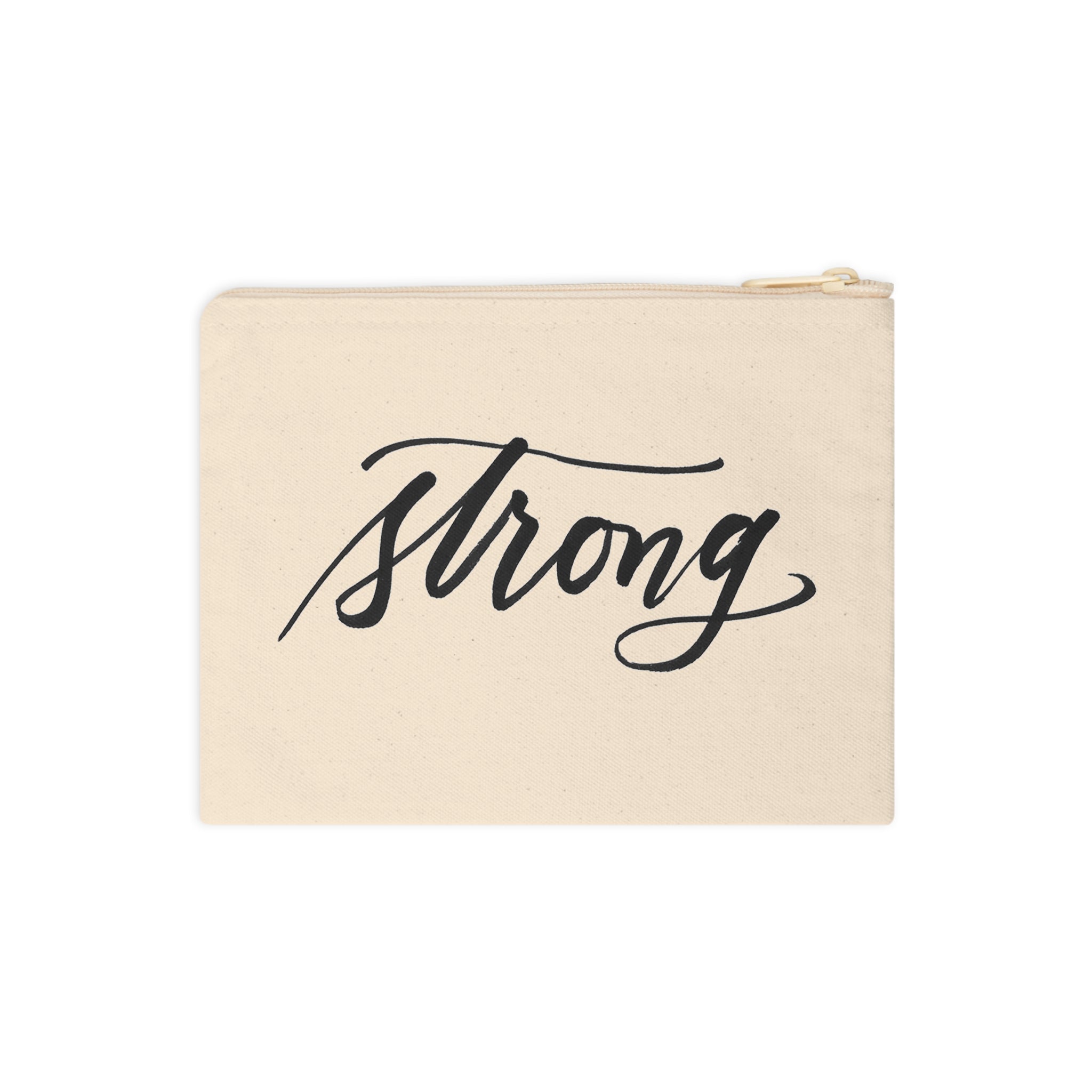 "Strong" Script Calligraphy Accessory Zipper Pouch