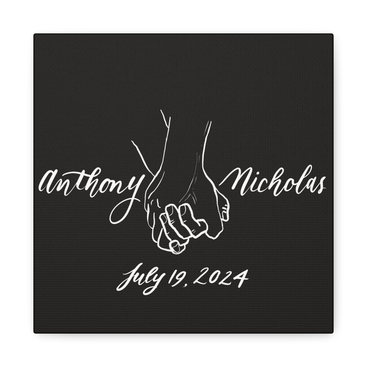 CUSTOM2 - Anthony & Nicholas - White Sketch on Black Canvas - Wedding Gift - Matte Canvas, Stretched, 1.25" - CUSTOM