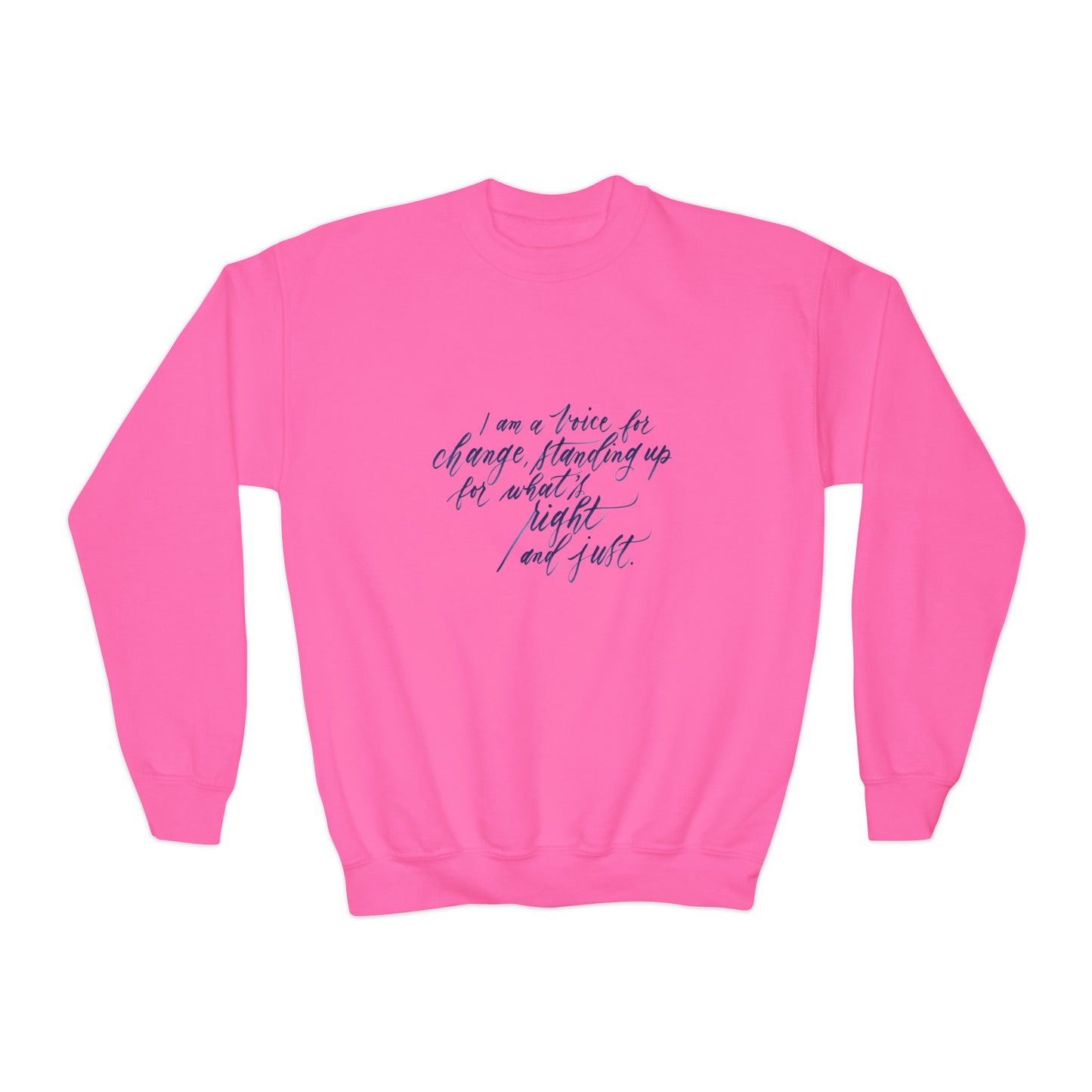 Advocacy Kids Sweatshirt - "I am a voice..." Calligraphy Printed Cotton Blend YOUTH Crew Sweatshirt - I am Empowered #09