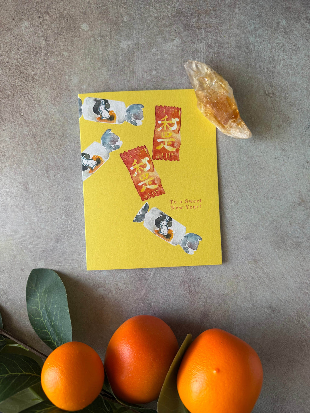 White Rabbit Candy & Lucky Candy Happy Lunar New Year Greeting Card - Dear Daughters Design