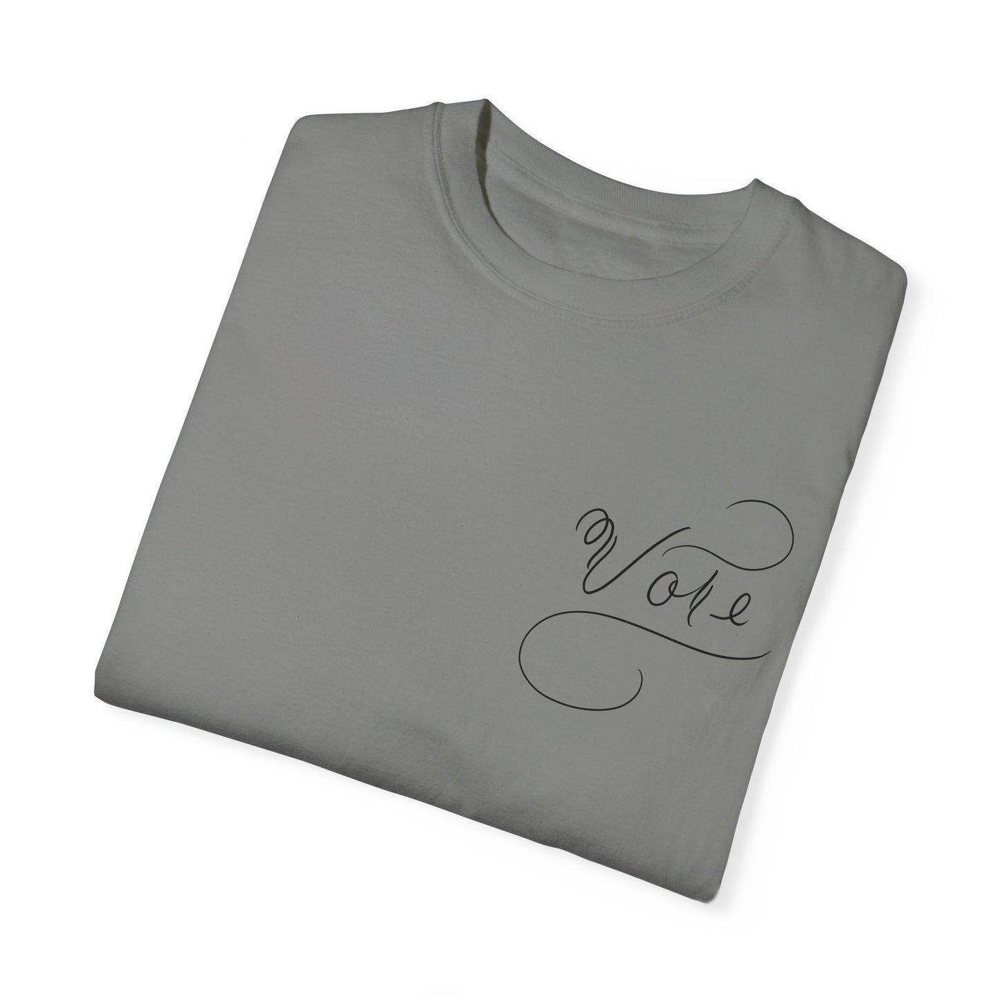 Unique "Vote" T-Shirt - Black Script Printed Calligraphy Unisex Shirt