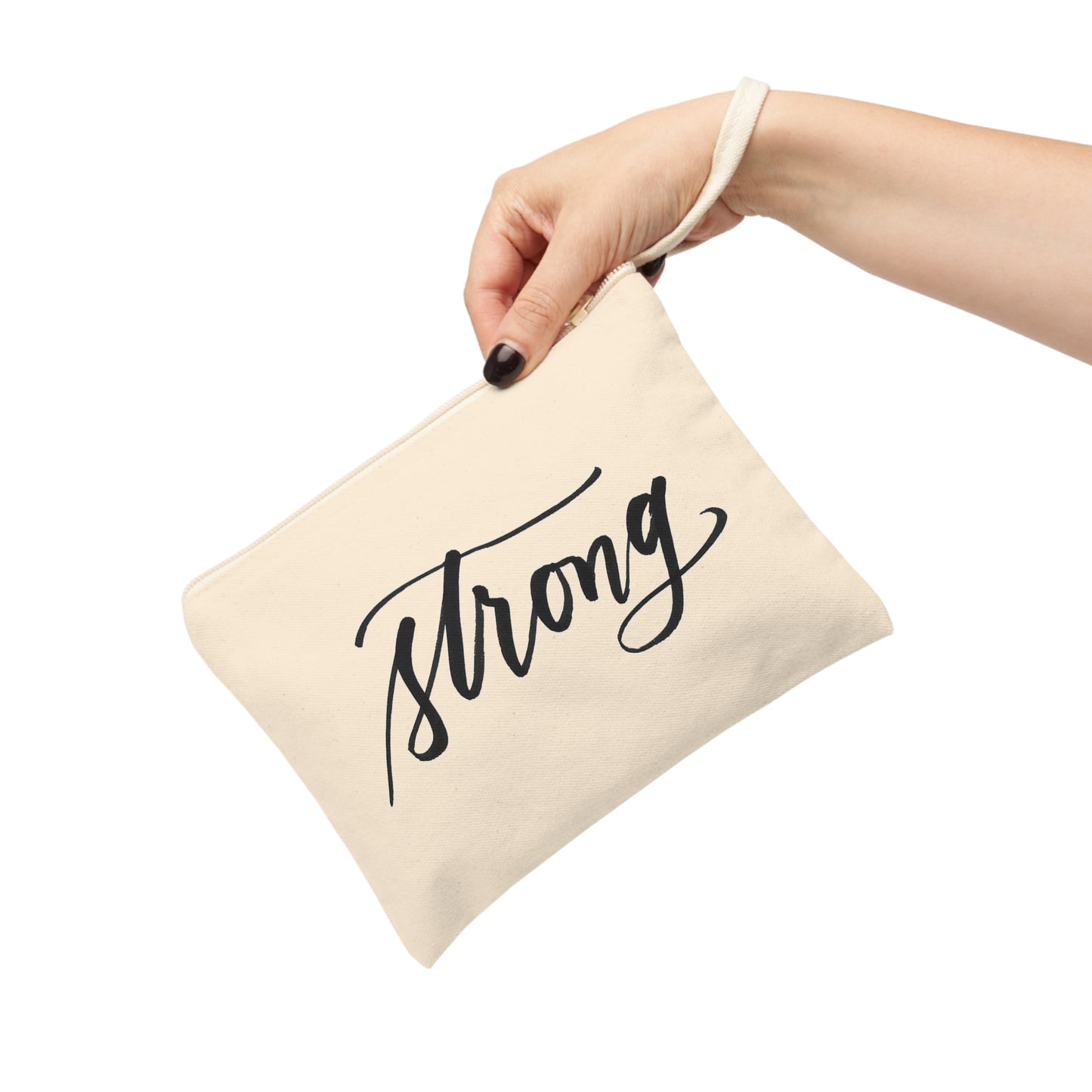 "Strong" Script Calligraphy Accessory Zipper Pouch