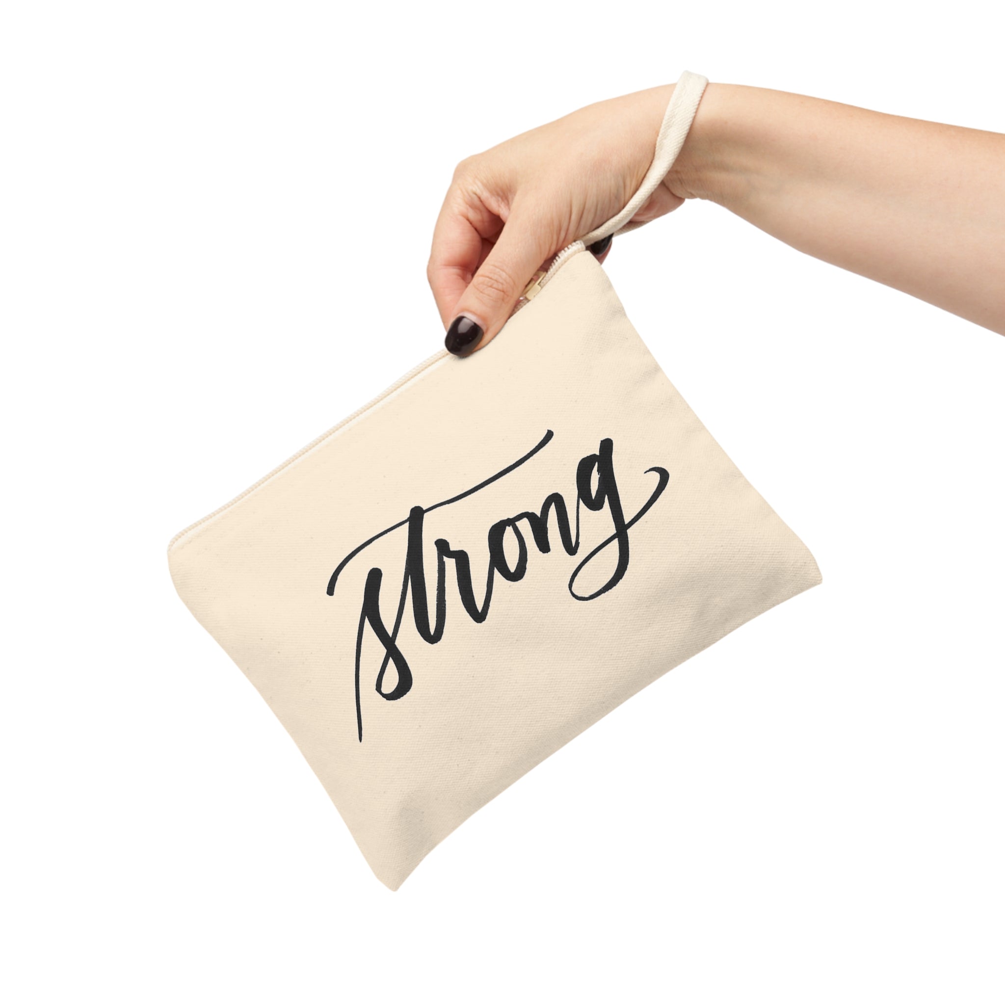 "Strong" Script Calligraphy Accessory Zipper Pouch