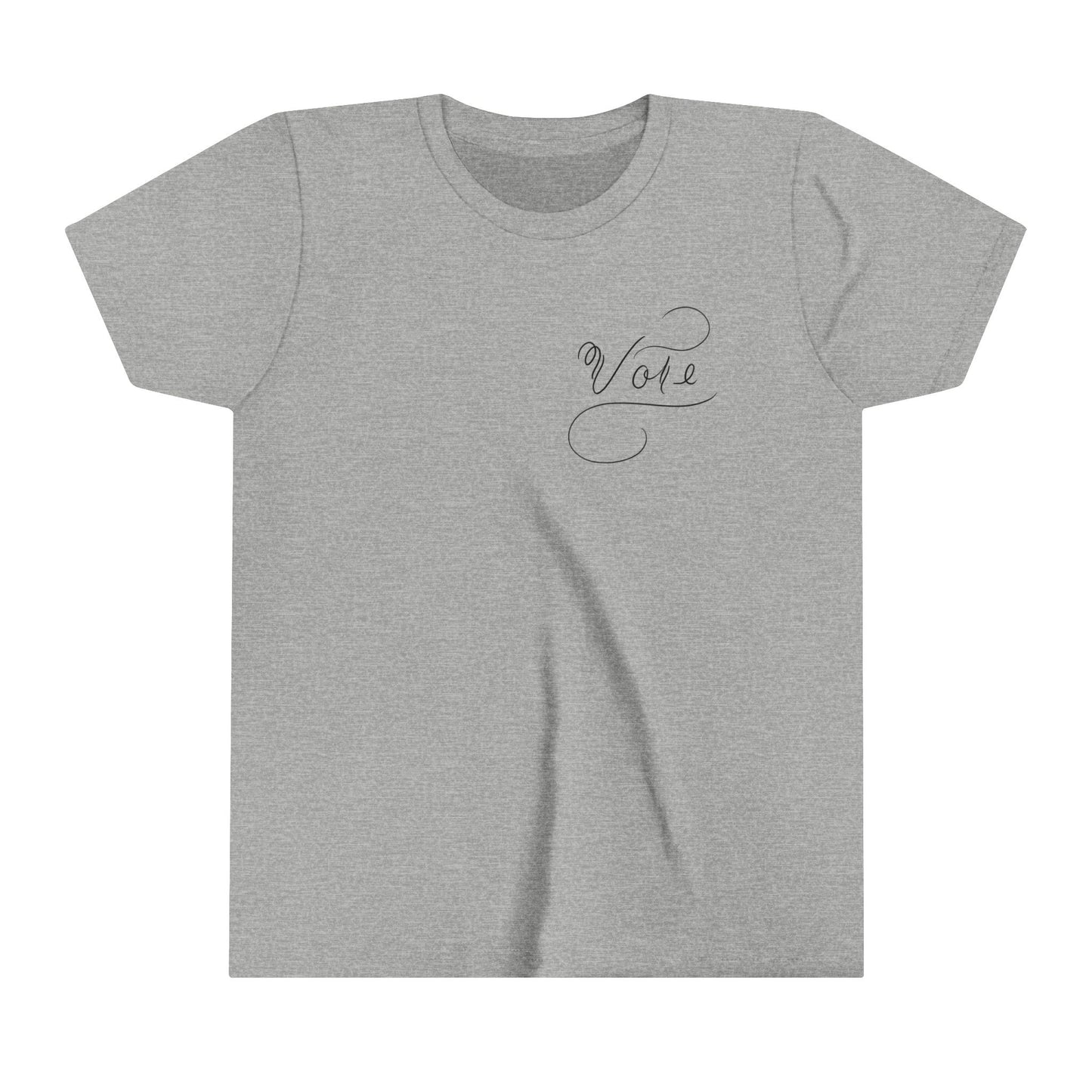 Unique "Vote" T-shirt for KIDS - Black Script Calligraphy Printed Youth Short Sleeve Tee