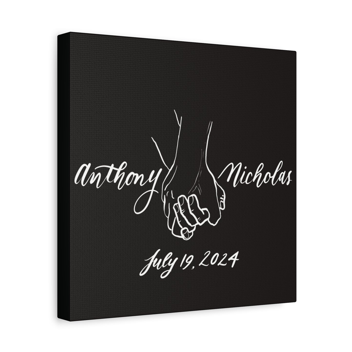 CUSTOM2 - Anthony & Nicholas - White Sketch on Black Canvas - Wedding Gift - Matte Canvas, Stretched, 1.25" - CUSTOM