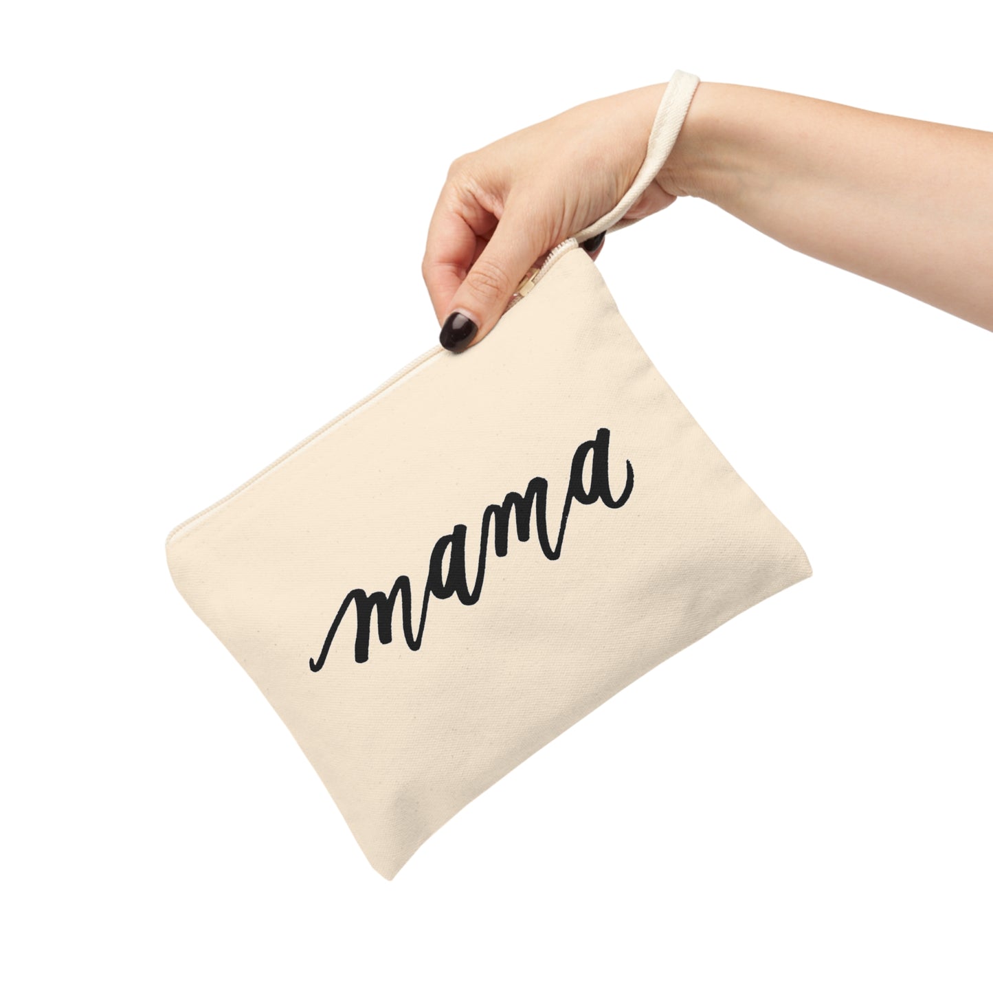 Script "Mama" Calligraphy Printed Accessory Zipper Pouch