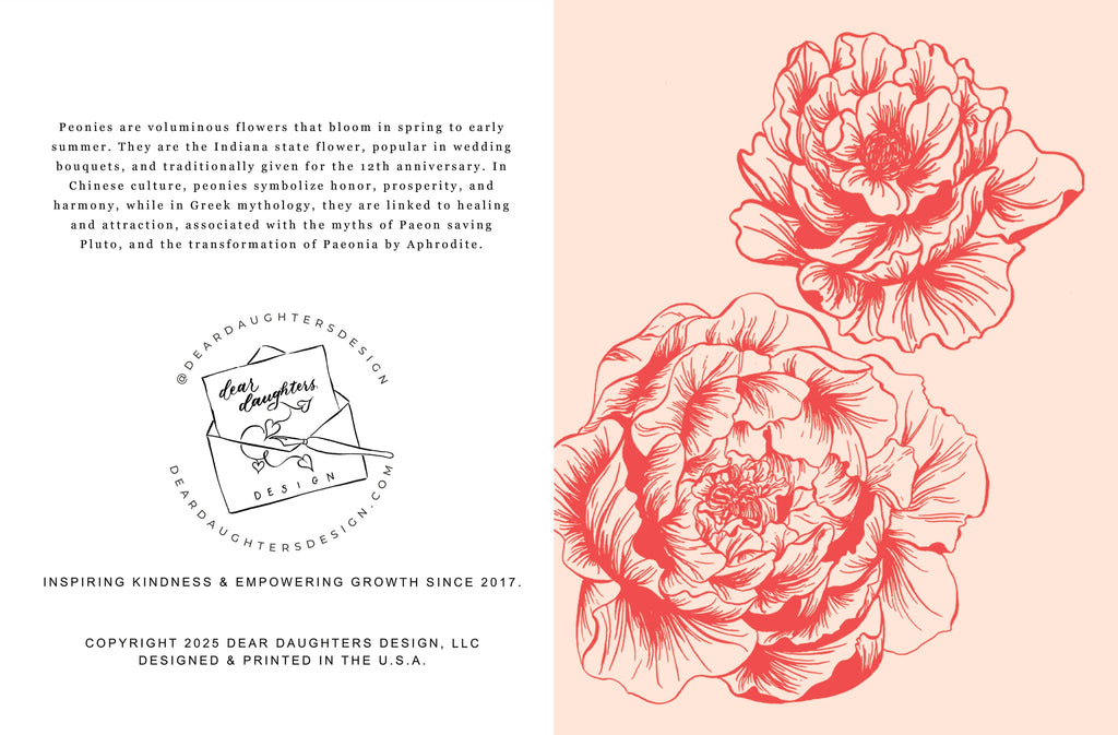 Double Peony Greeting Card - Dear Daughters Design
