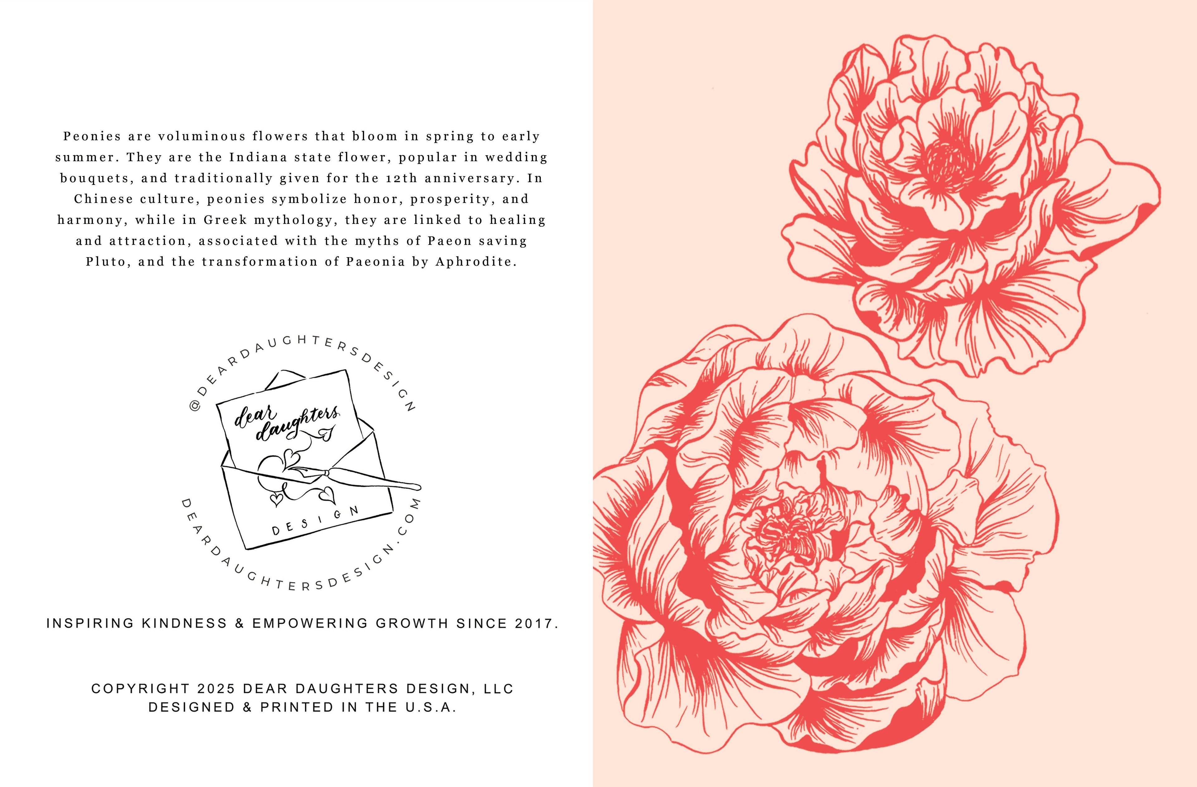 Double Peony Greeting Card - Dear Daughters Design