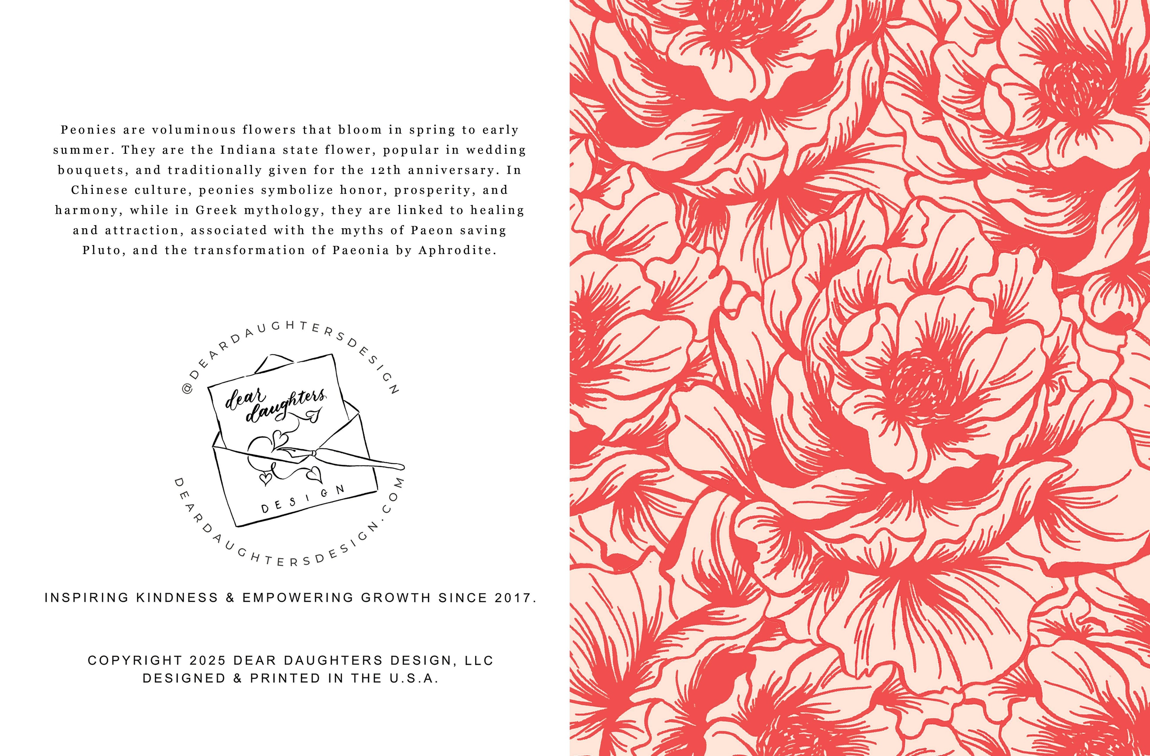Peony Toile Greeting Card - Dear Daughters Design