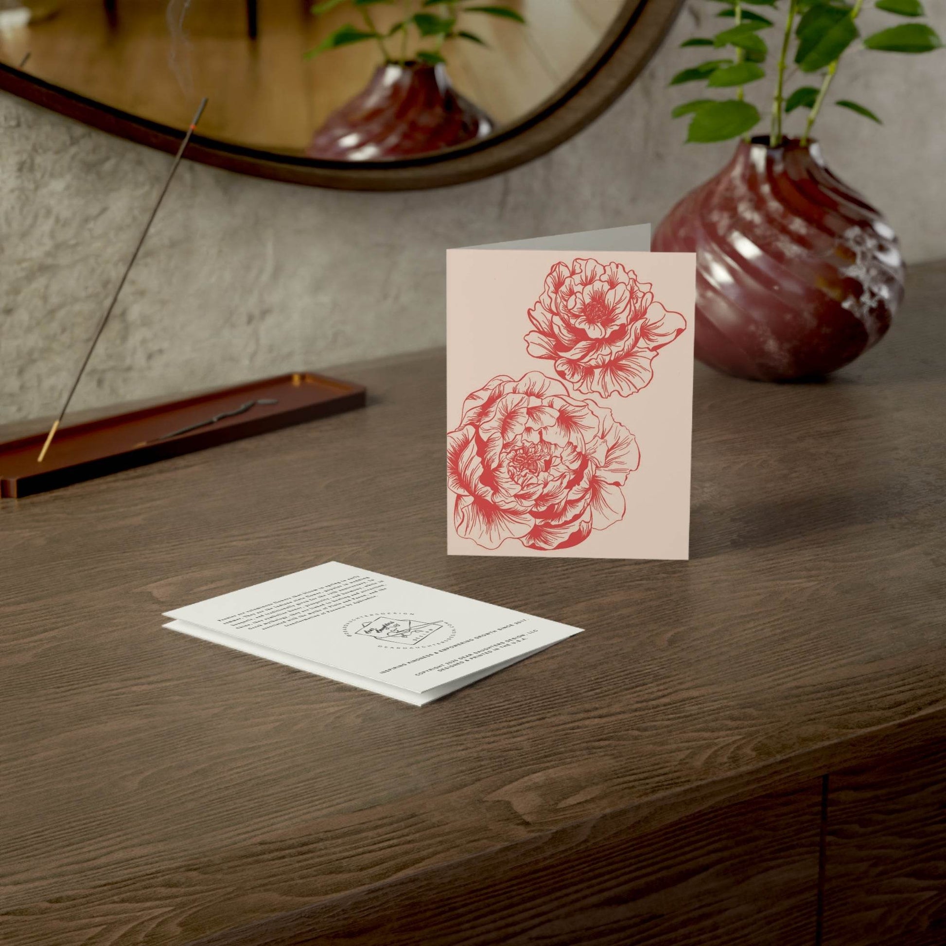 Double Peony Greeting Card - Dear Daughters Design
