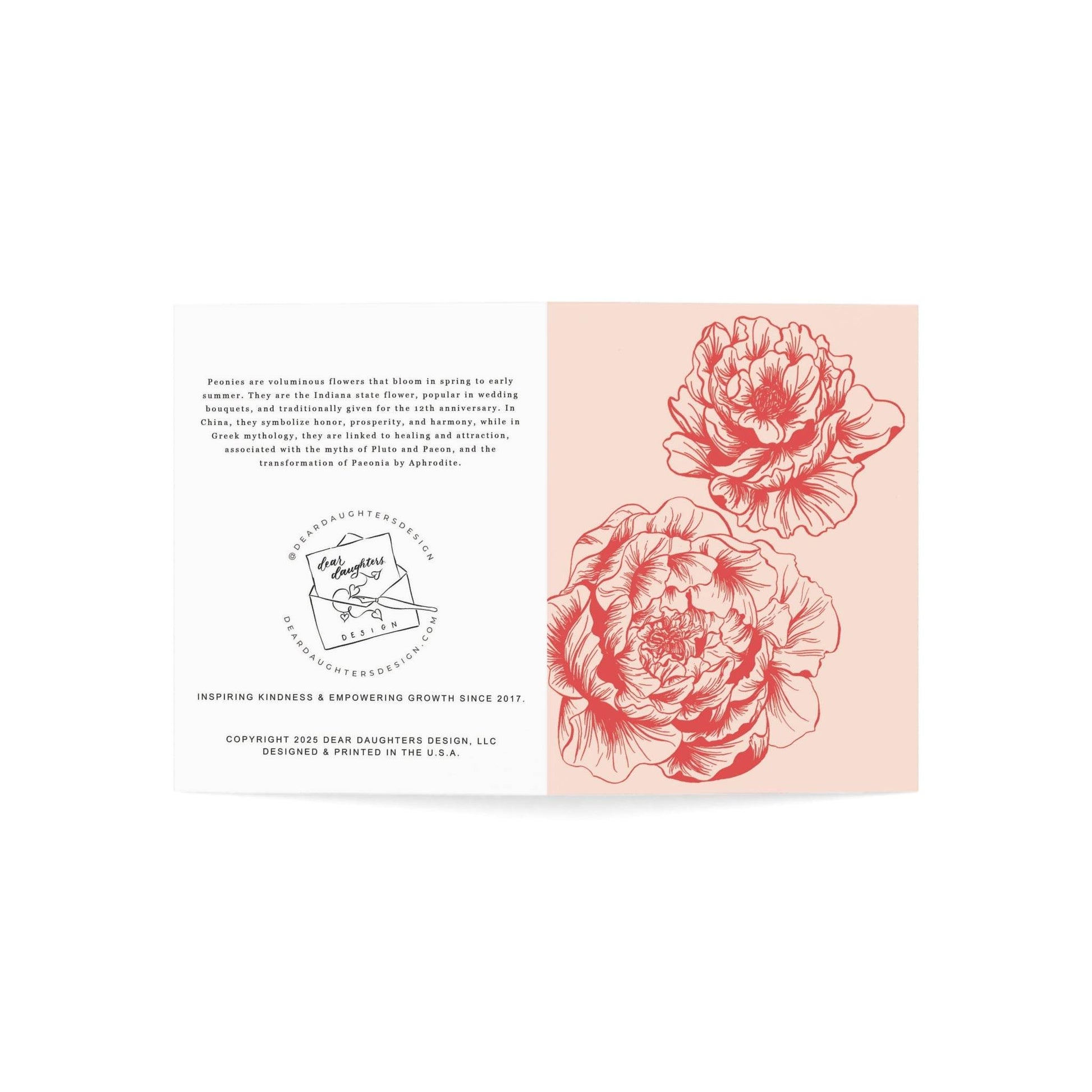 Double Peony Greeting Card - Dear Daughters Design