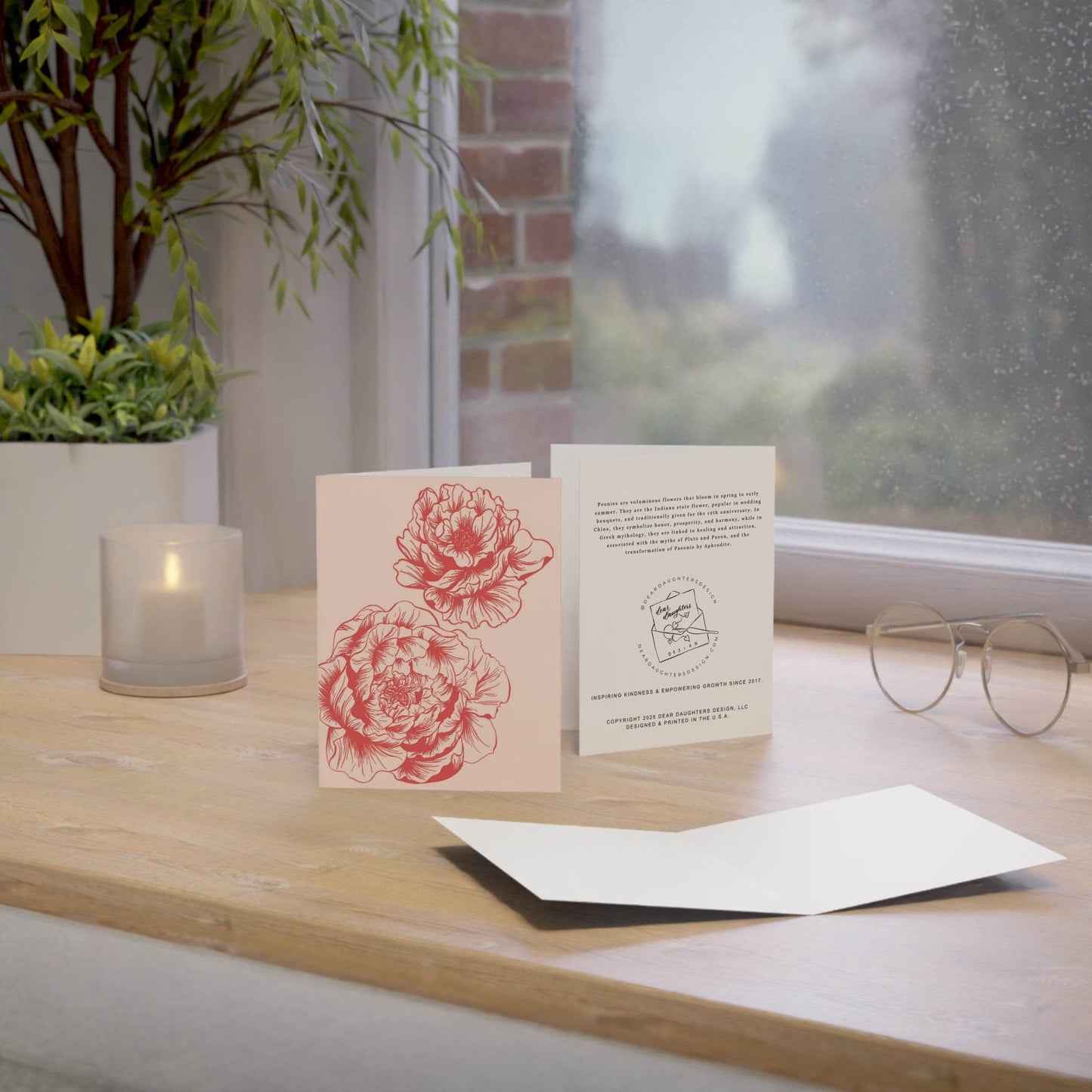 Double Peony Greeting Card - Dear Daughters Design