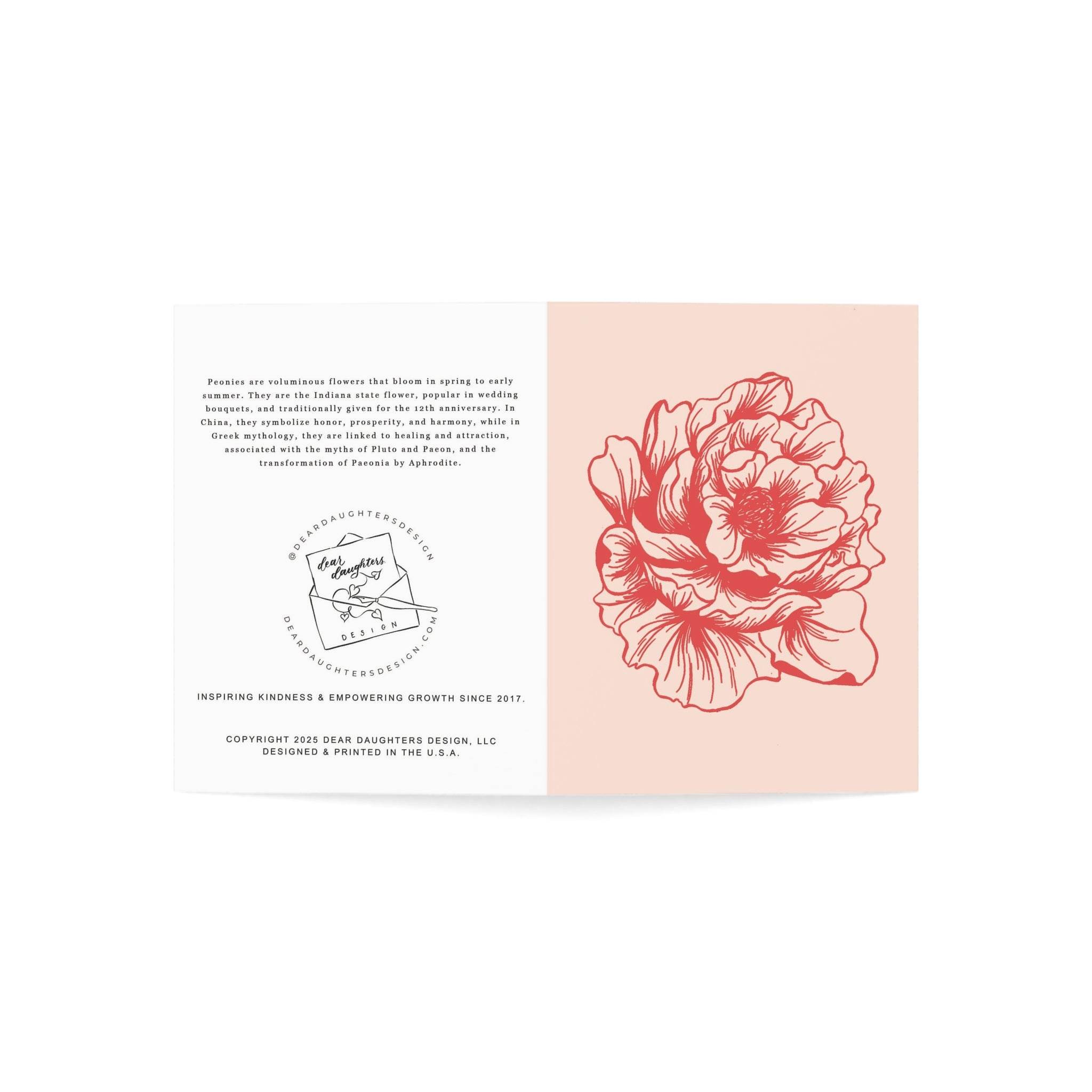 Peony Hero Greeting Card - Dear Daughters Design