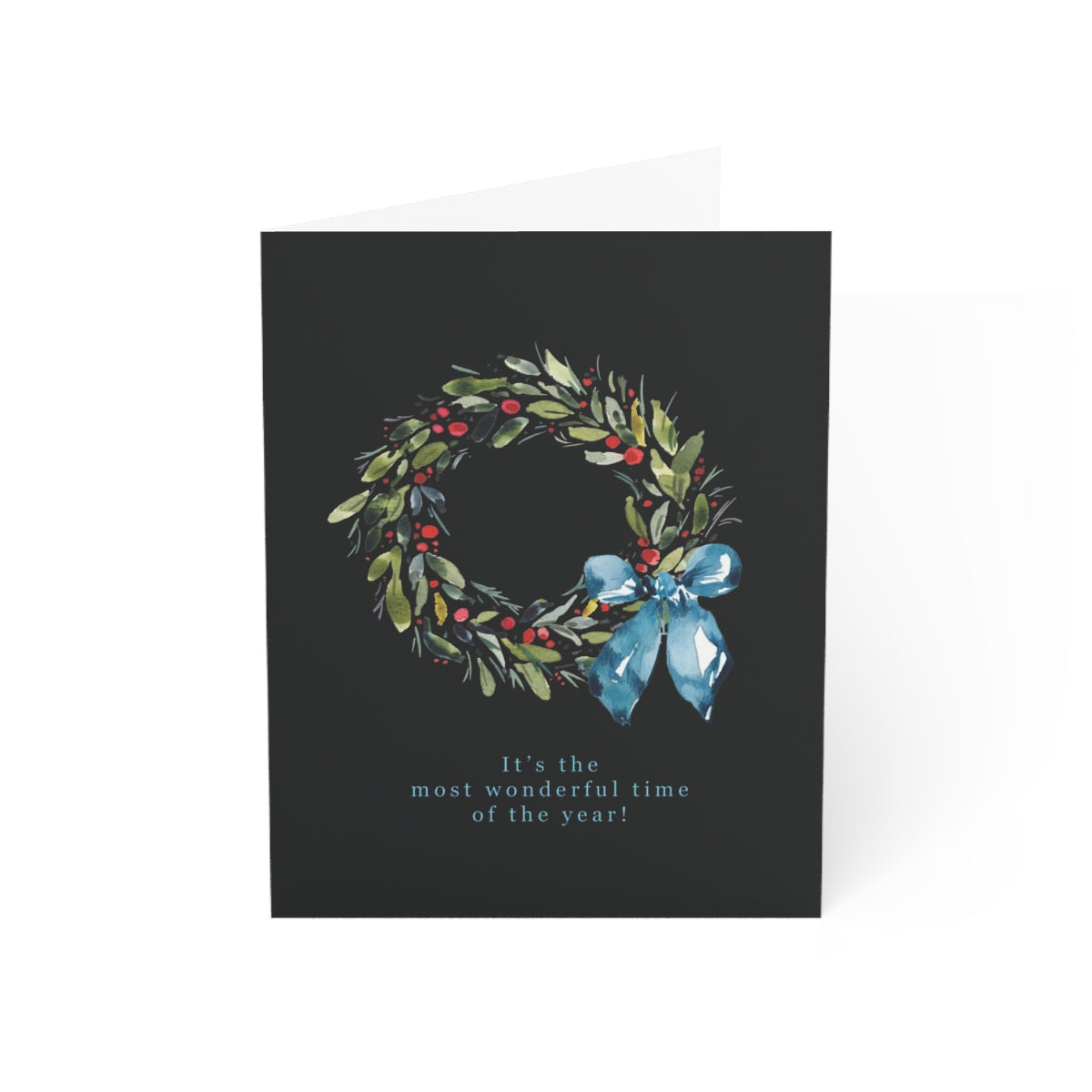 Greeting Card Set of 4 Greeting Cards - Christmas Wreath & New Year Citrus - Holiday Christmas Cards