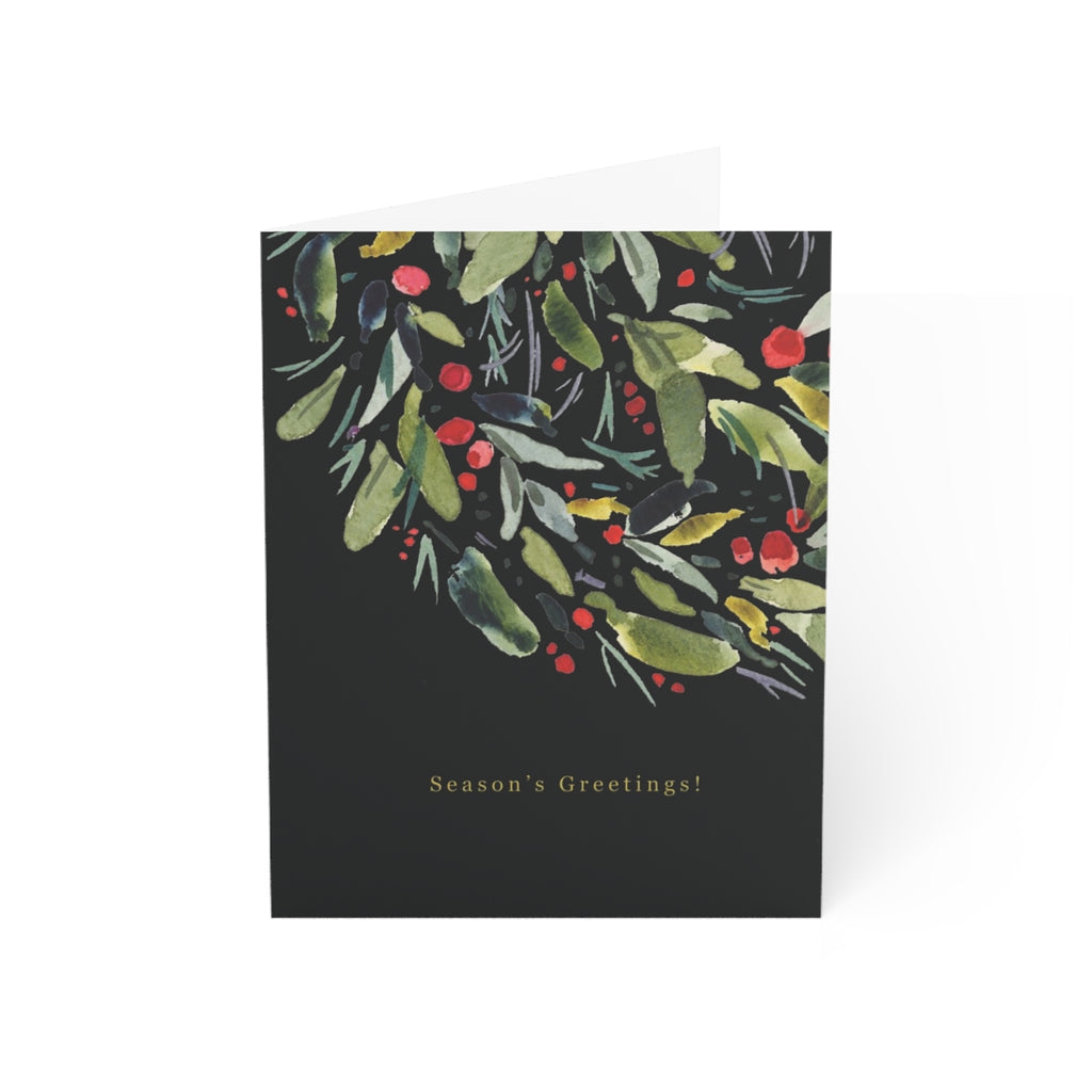 Greeting Card Set of 4 Greeting Cards - Christmas Wreath & New Year Citrus - Holiday Christmas Cards