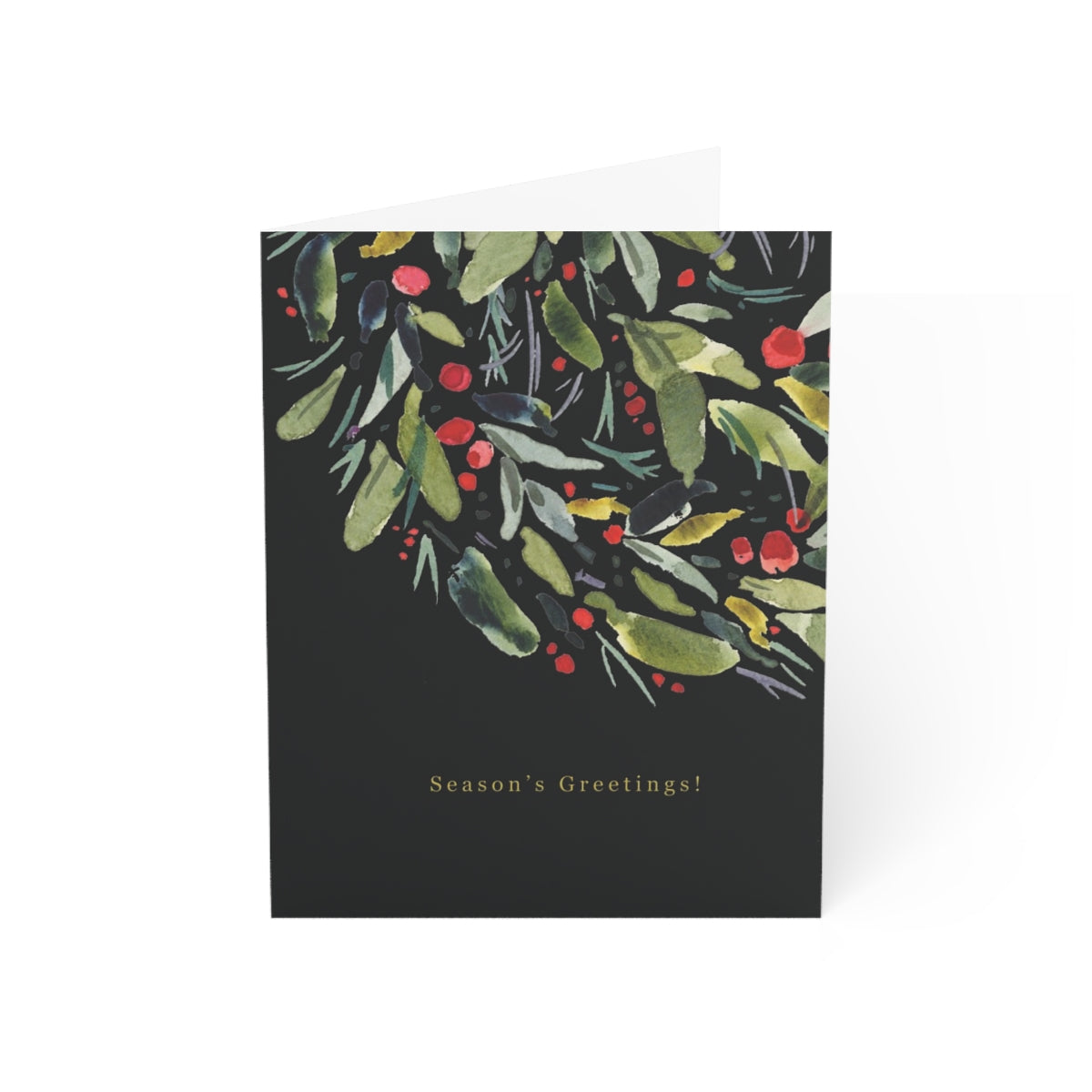 Greeting Card Set of 4 Greeting Cards - Christmas Wreath & New Year Citrus - Holiday Christmas Cards