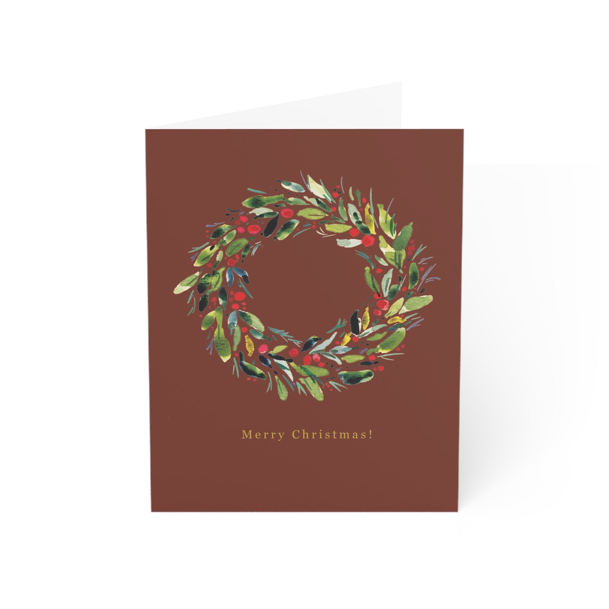 Greeting Card Set of 4 Greeting Cards - Christmas Wreath & New Year Citrus - Holiday Christmas Cards