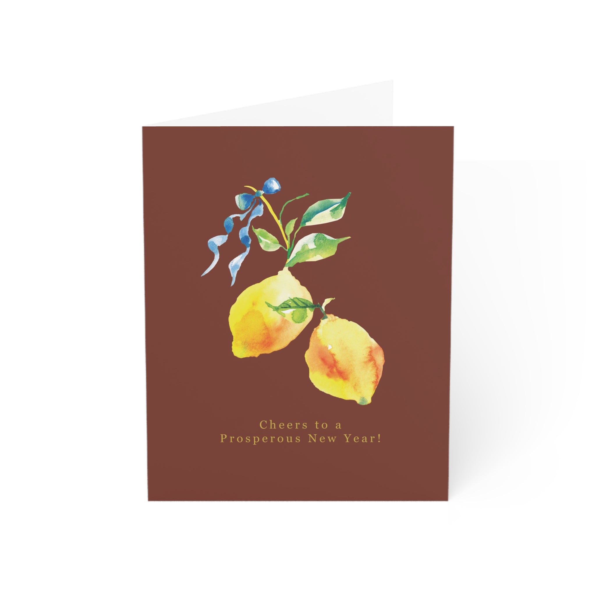 Greeting Card Set of 4 Greeting Cards - Christmas Wreath & New Year Citrus - Holiday Christmas Cards