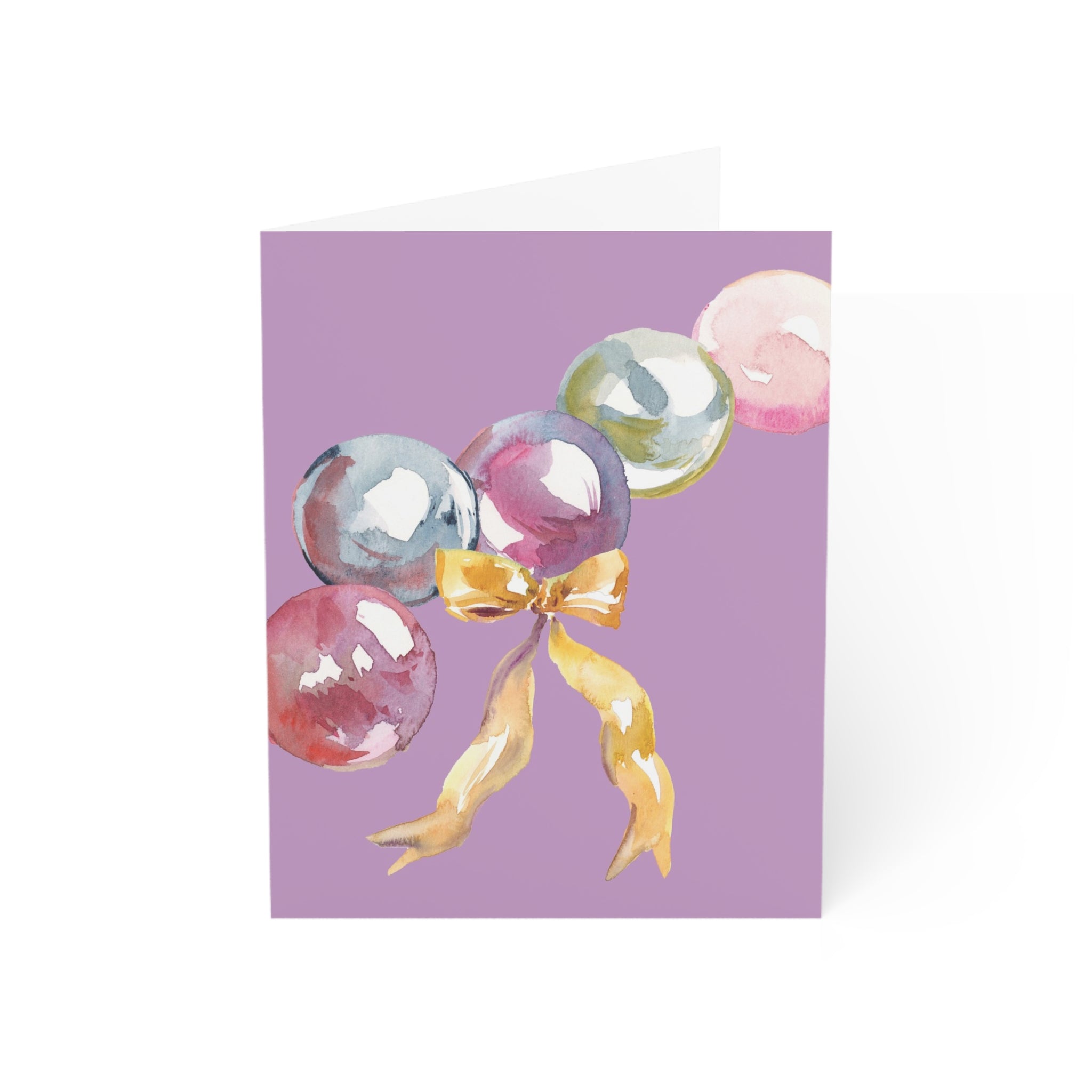 Greeting Card Set of 4 - Lavender Bows & Baubles Collection