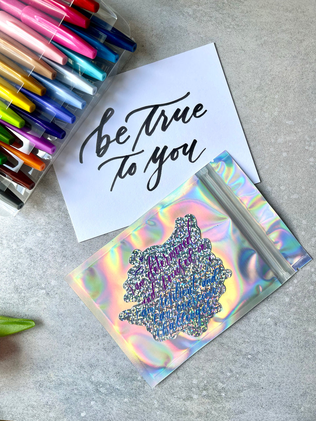 Glitter Sticker Gift Pack "I am... Empowered" Calligraphy Quote Vinyl Decal Stickers Set of 3 - I am Empowered #01, #05, #06