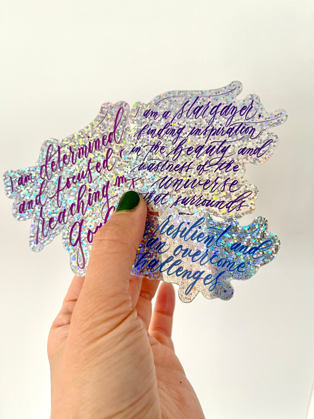 Glitter Sticker Gift Pack "I am... Empowered" Calligraphy Quote Vinyl Decal Stickers Set of 3 - I am Empowered #01, #05, #06