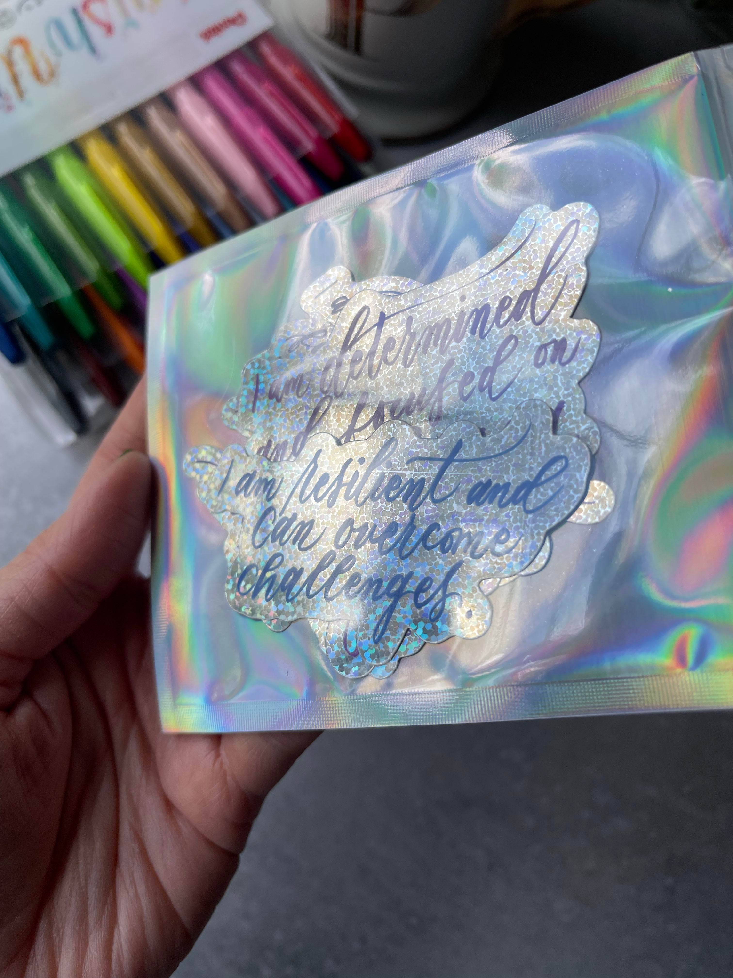 Glitter Sticker Gift Pack "I am... Empowered" Calligraphy Quote Vinyl Decal Stickers Set of 3 - I am Empowered #01, #05, #06