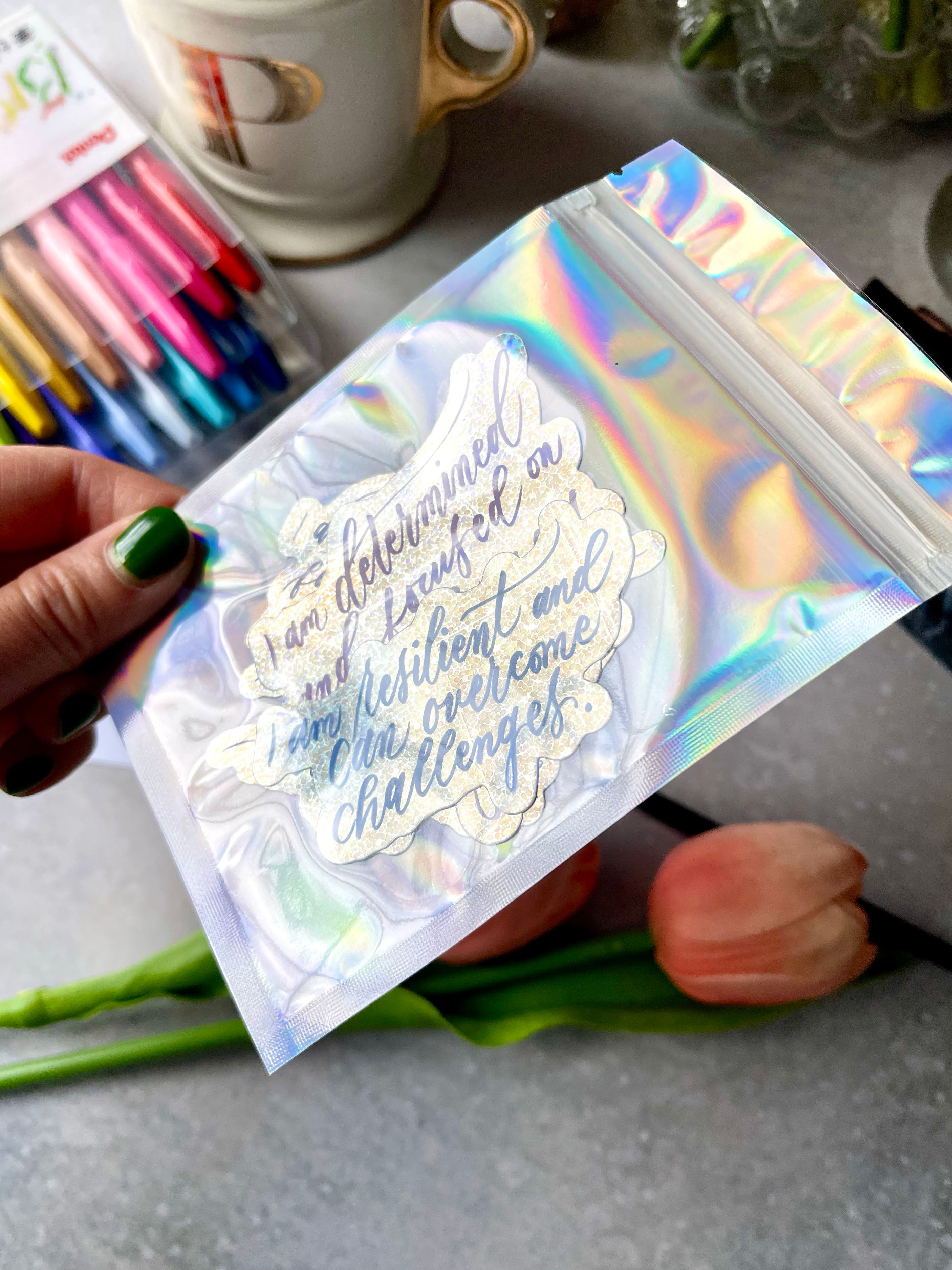 Glitter Sticker Gift Pack "I am... Empowered" Calligraphy Quote Vinyl Decal Stickers Set of 3 - I am Empowered #01, #05, #06