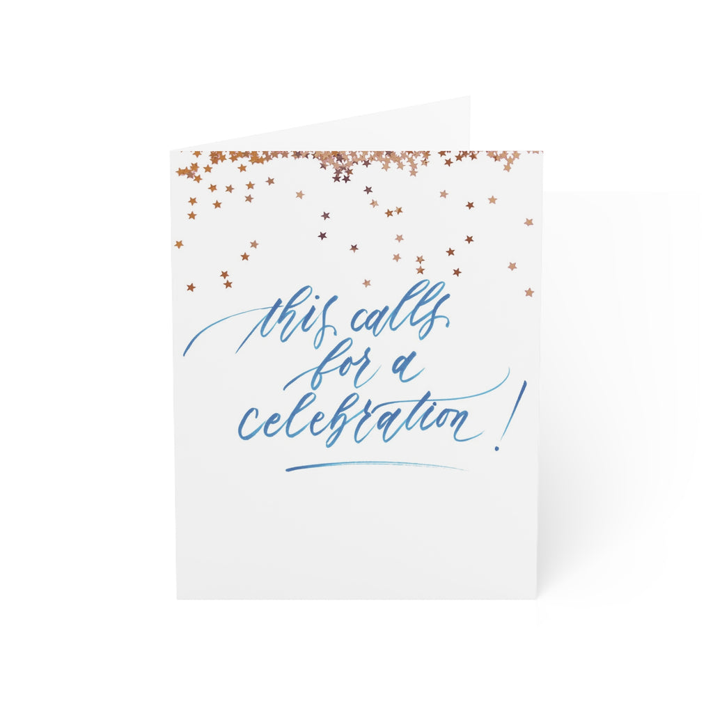 "This Calls For a Celebration" Blue Script Congratulations Happy Birthday Greeting Card - Celebrations #01