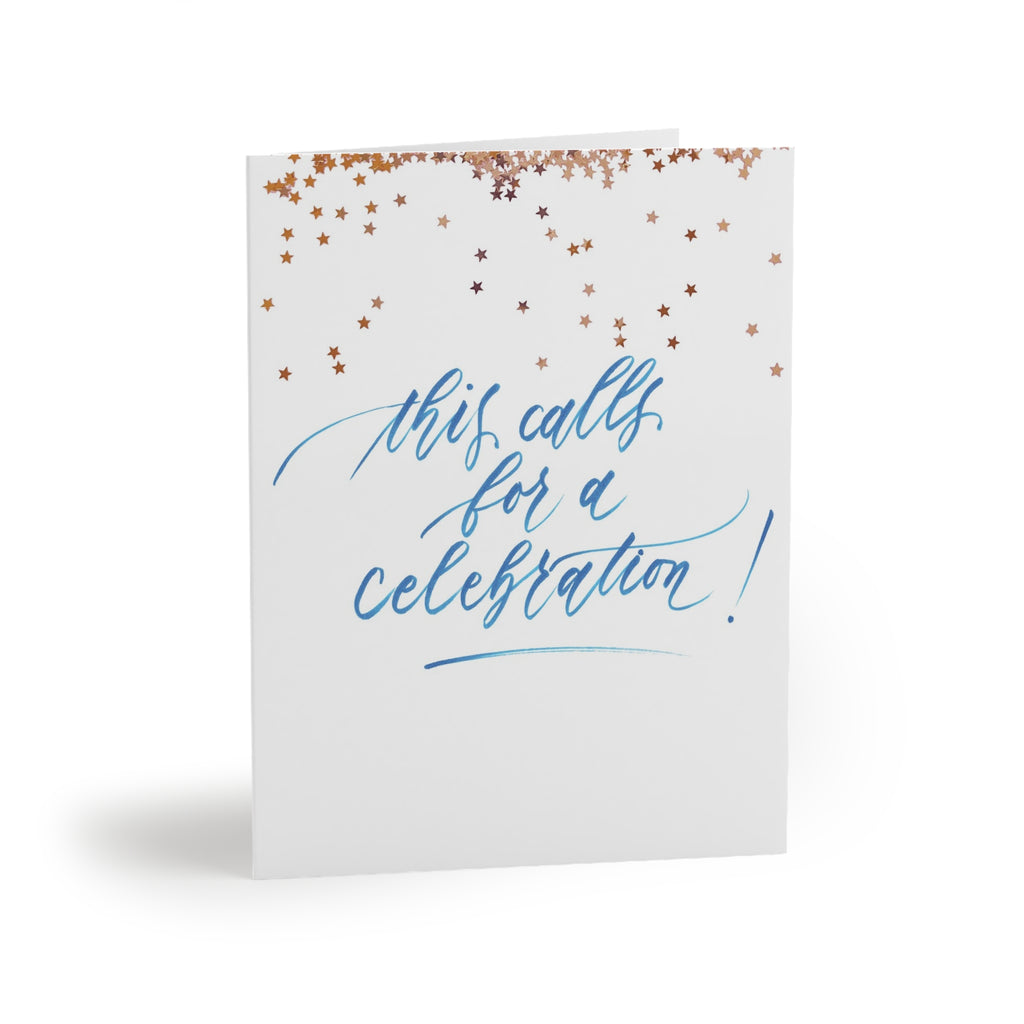 "This Calls For a Celebration" Blue Script Congratulations Happy Birthday Greeting Card - Celebrations #01